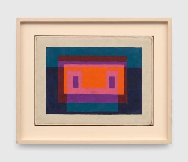 Josef Albers — Study for 4 Central Warm Colors Surrounded by 2 Blues