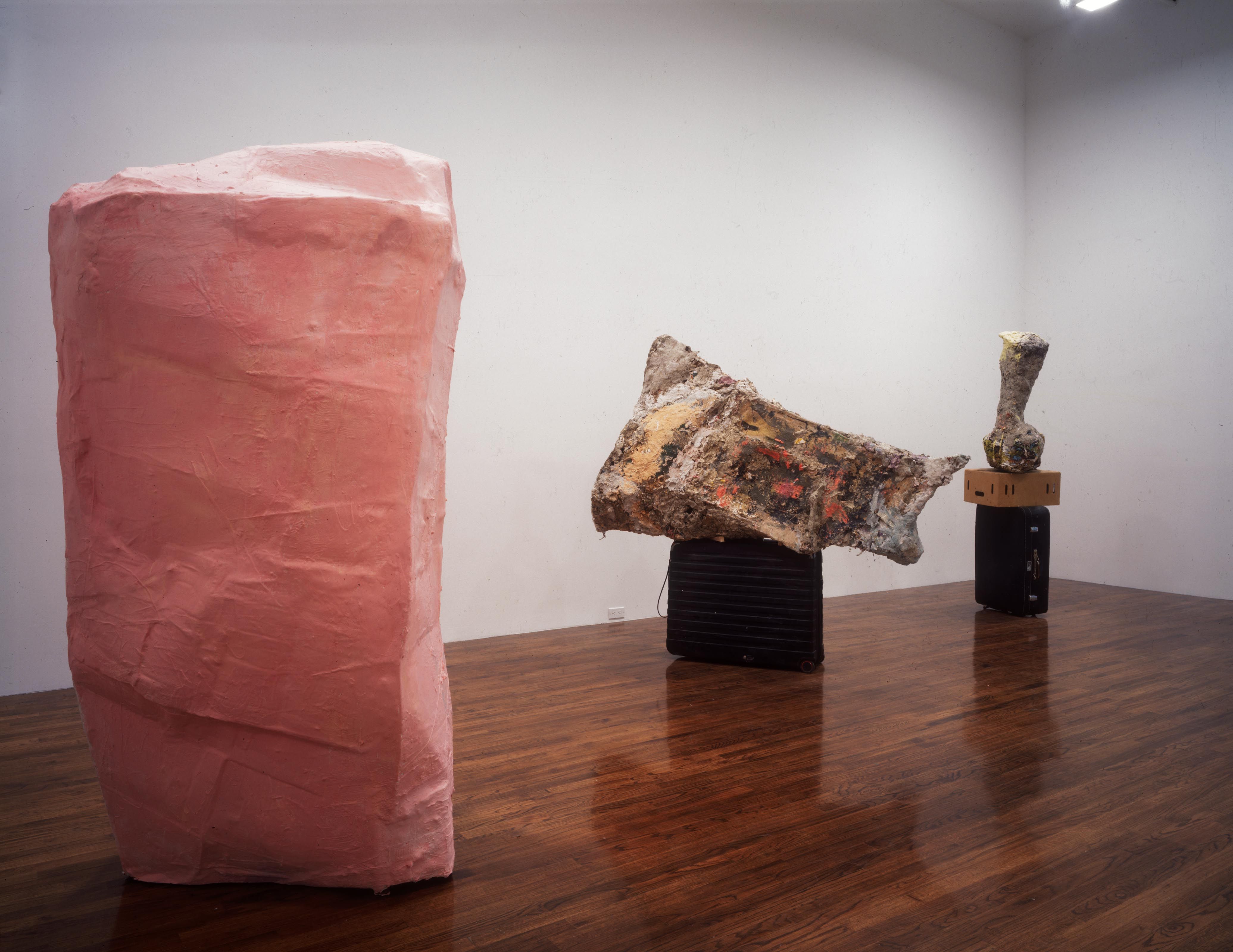 An installation view of the exhibition Franz West: New Sculptures and Installations, at David Zwirner New York, dated 1996.
