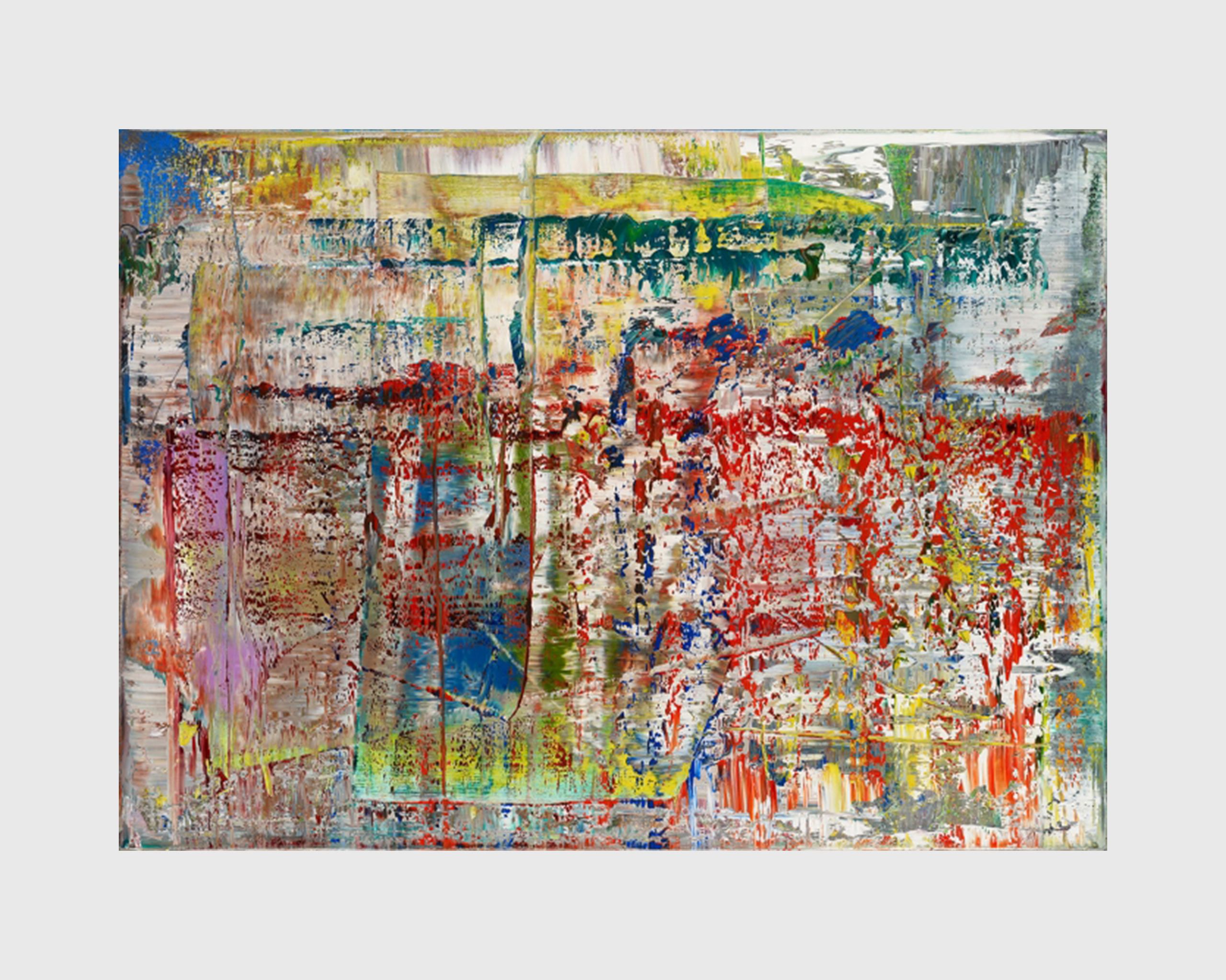 A detail of an artwork by Gerhard Richter, titled Abstraktes Bild, dated 1990, the work on which the Strip paintings are based.