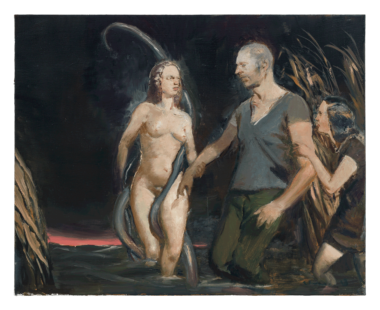 A painting by Neo Rauch, titled Sog, dated 2018.