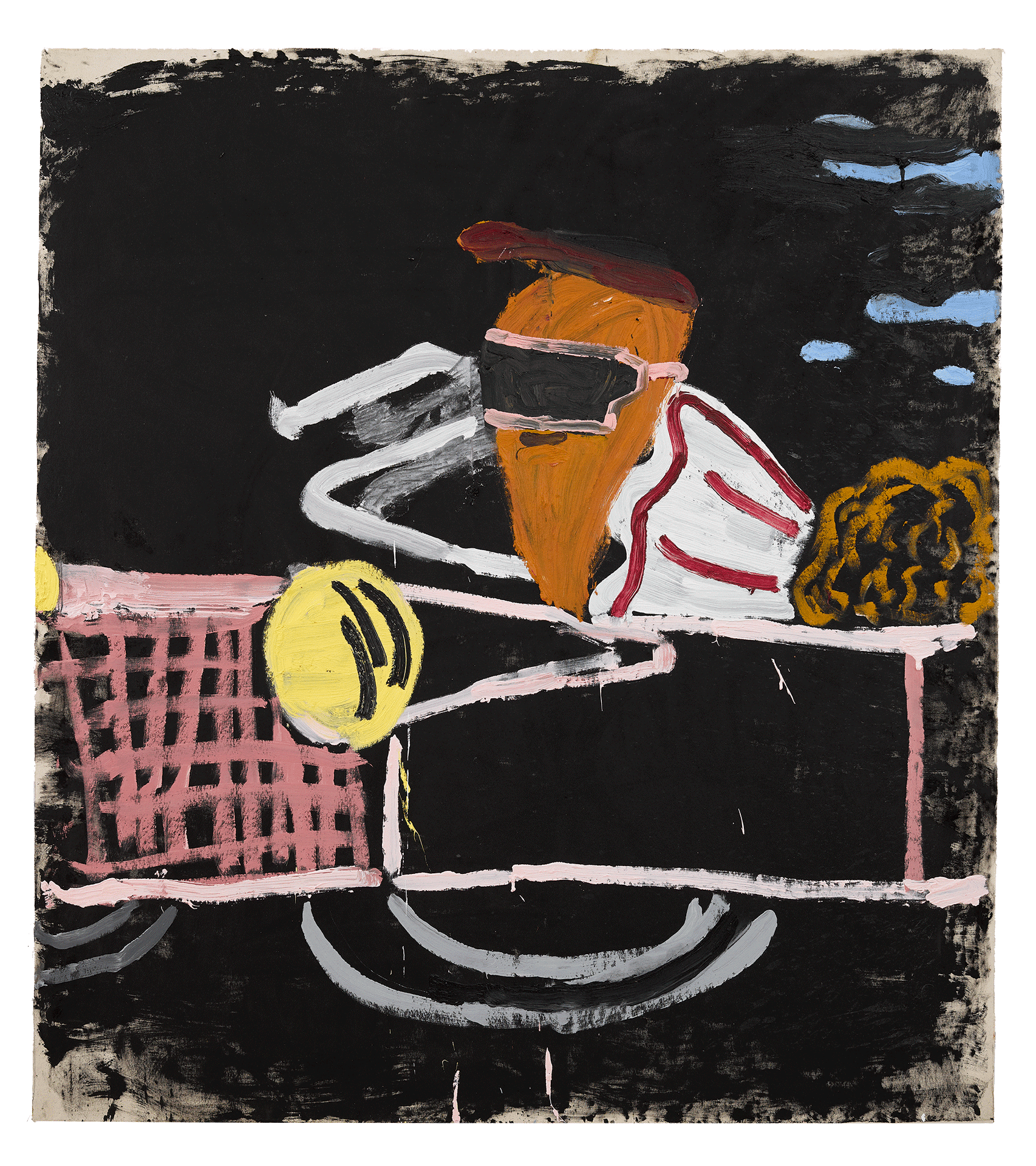 A painting by Rose Wylie, titled Natural Born Killers, Close-up (Film Notes), dated 2018. 