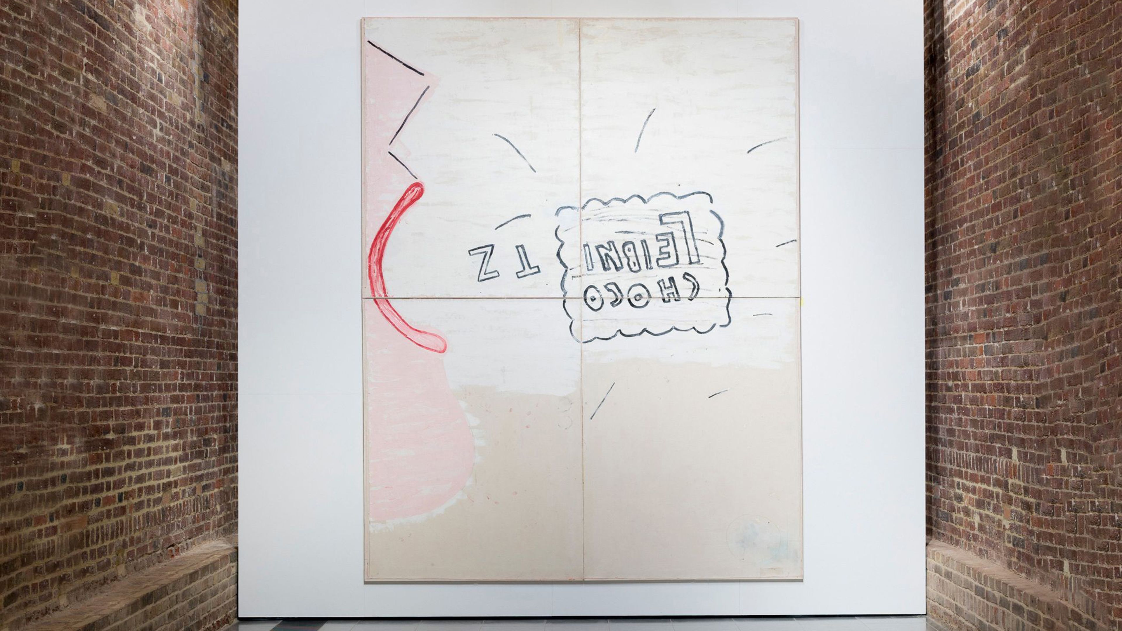 Installation view of the exhibition, Rose Wylie: Quack Quack, at Serpentine North Gallery in London, dated 2017 to 2018.