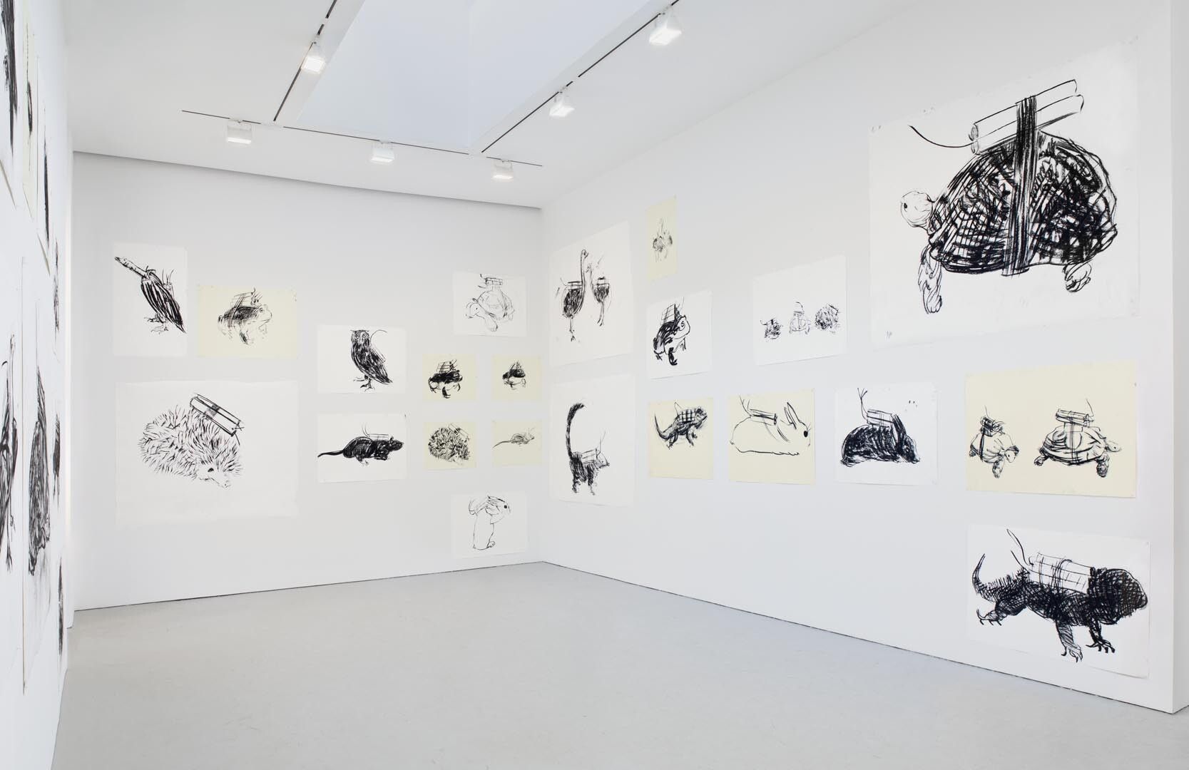 Installation view of the exhibition Adel Abdessemed: Who's afraid of the big bad wolf?, at David Zwirner in New York, dated 2013.