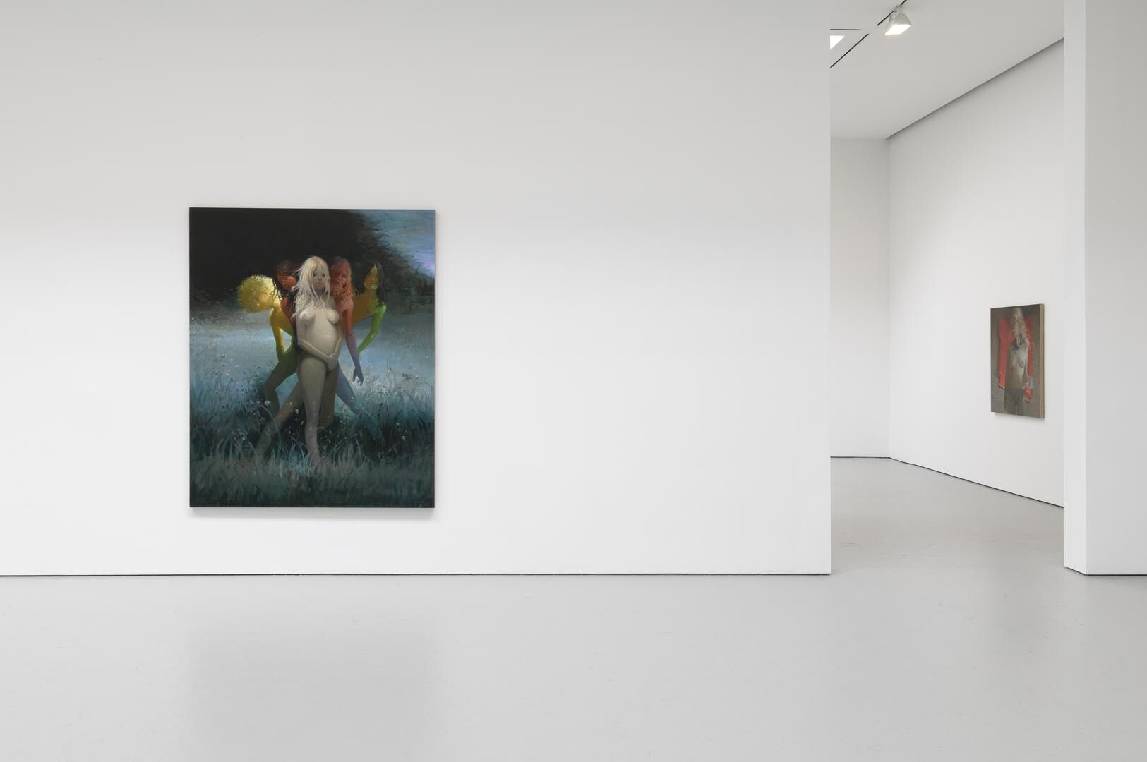 Installation view of the exhibition Lisa Yuskavage at David Zwirner in New York, dated 2015.