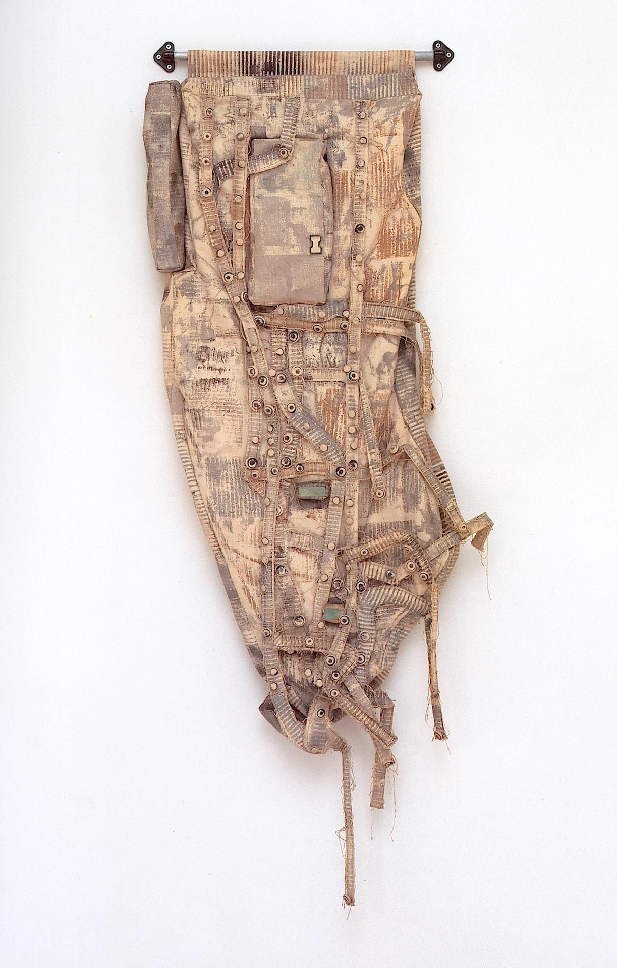 A sculpture by Claes Oldenburg, titled Soft Manhattan #2 (Tactile Form of the New York Subway Map), dated 1966.