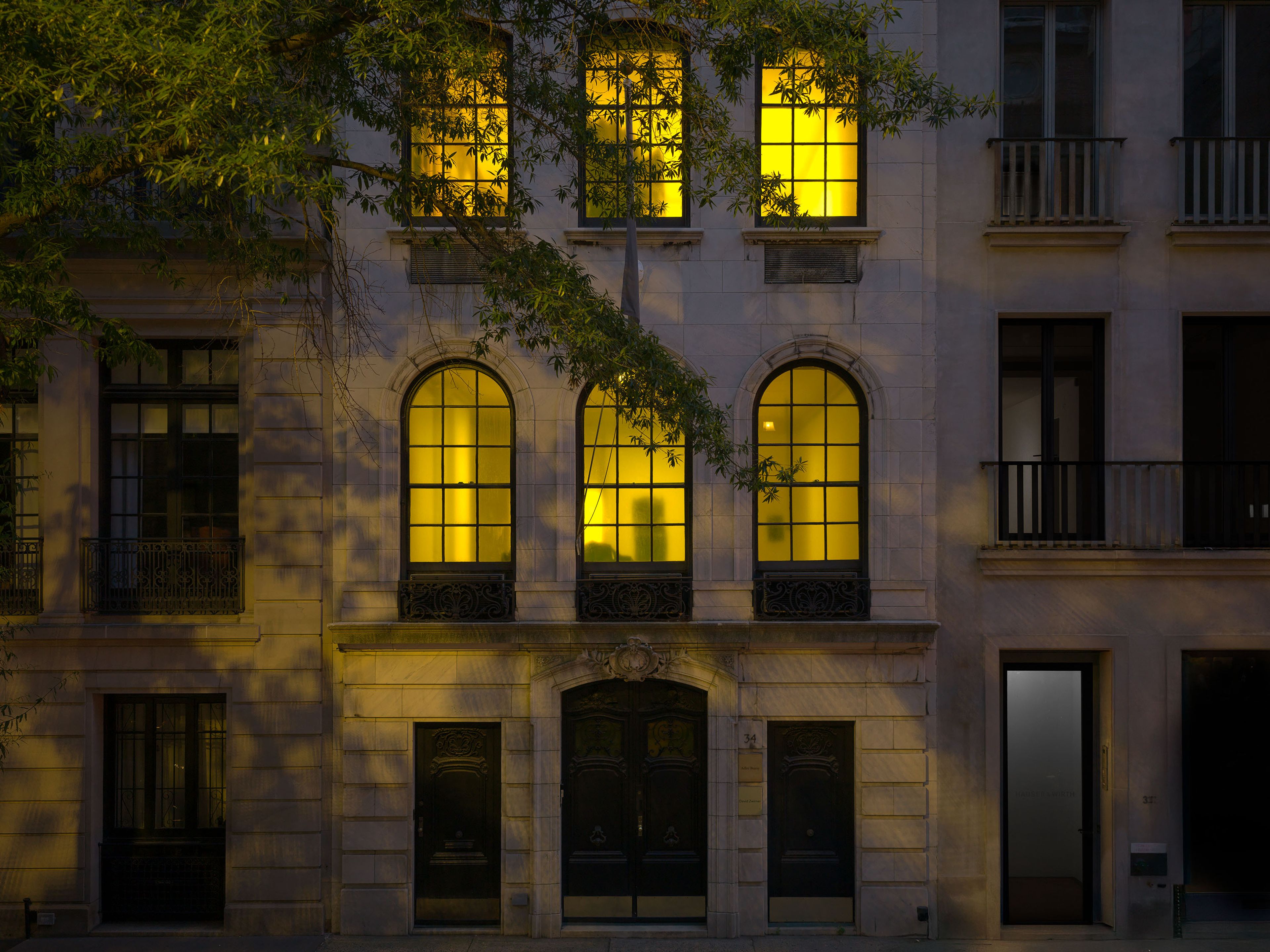 An installation view of the exhibition, P. Staff: Possessive, at David Zwirner in New York, dated 2025.