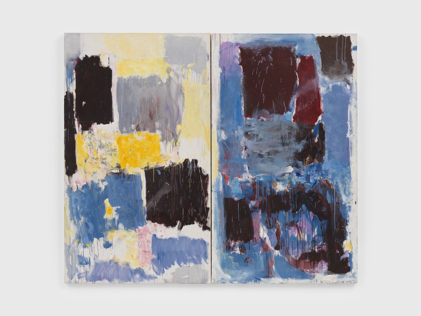 An untitled painting by Joan Mitchell in two parts, dated 1972.