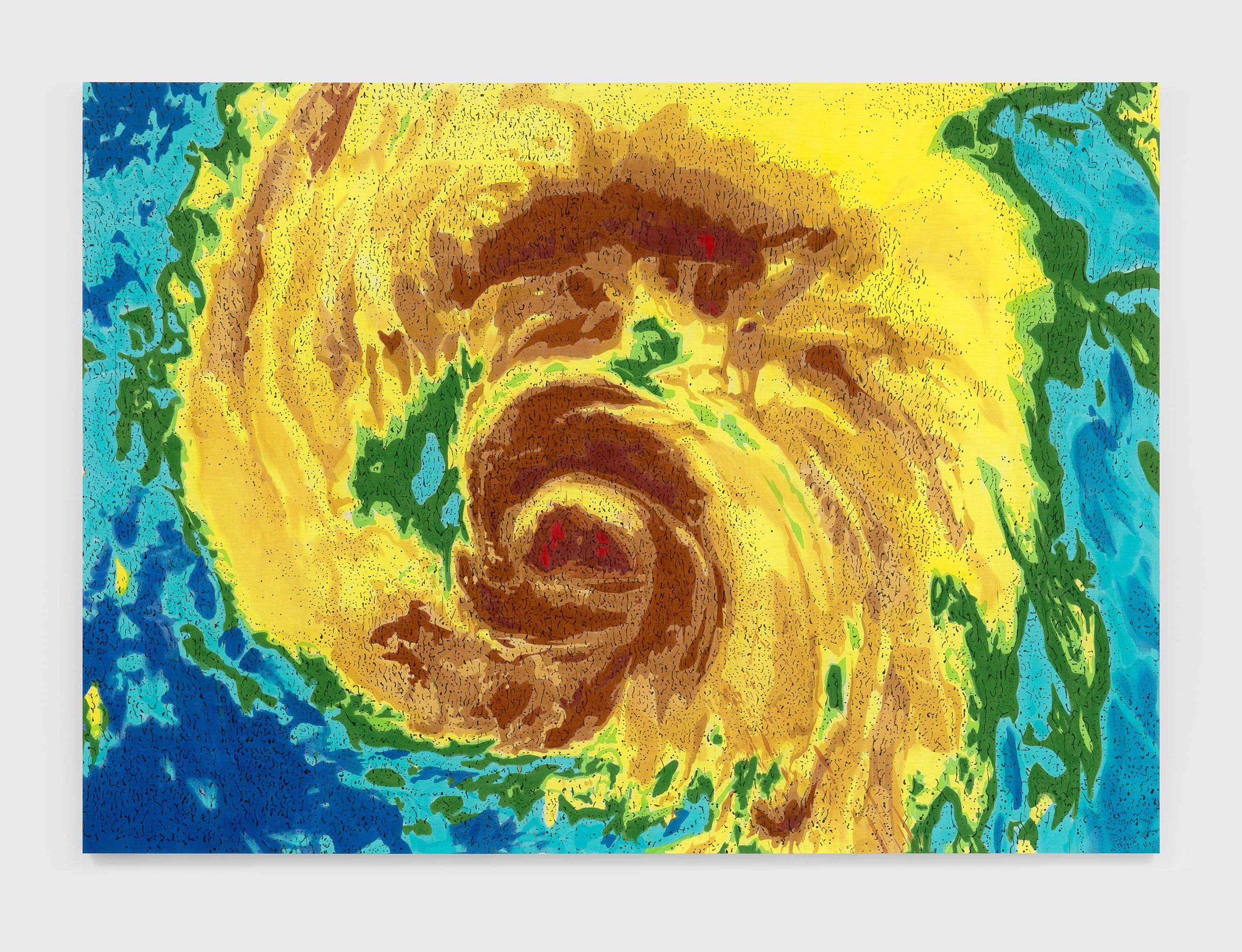 An oil and alkyd on linen artwork by Nate Lowman, titled Irene, dated 2021.