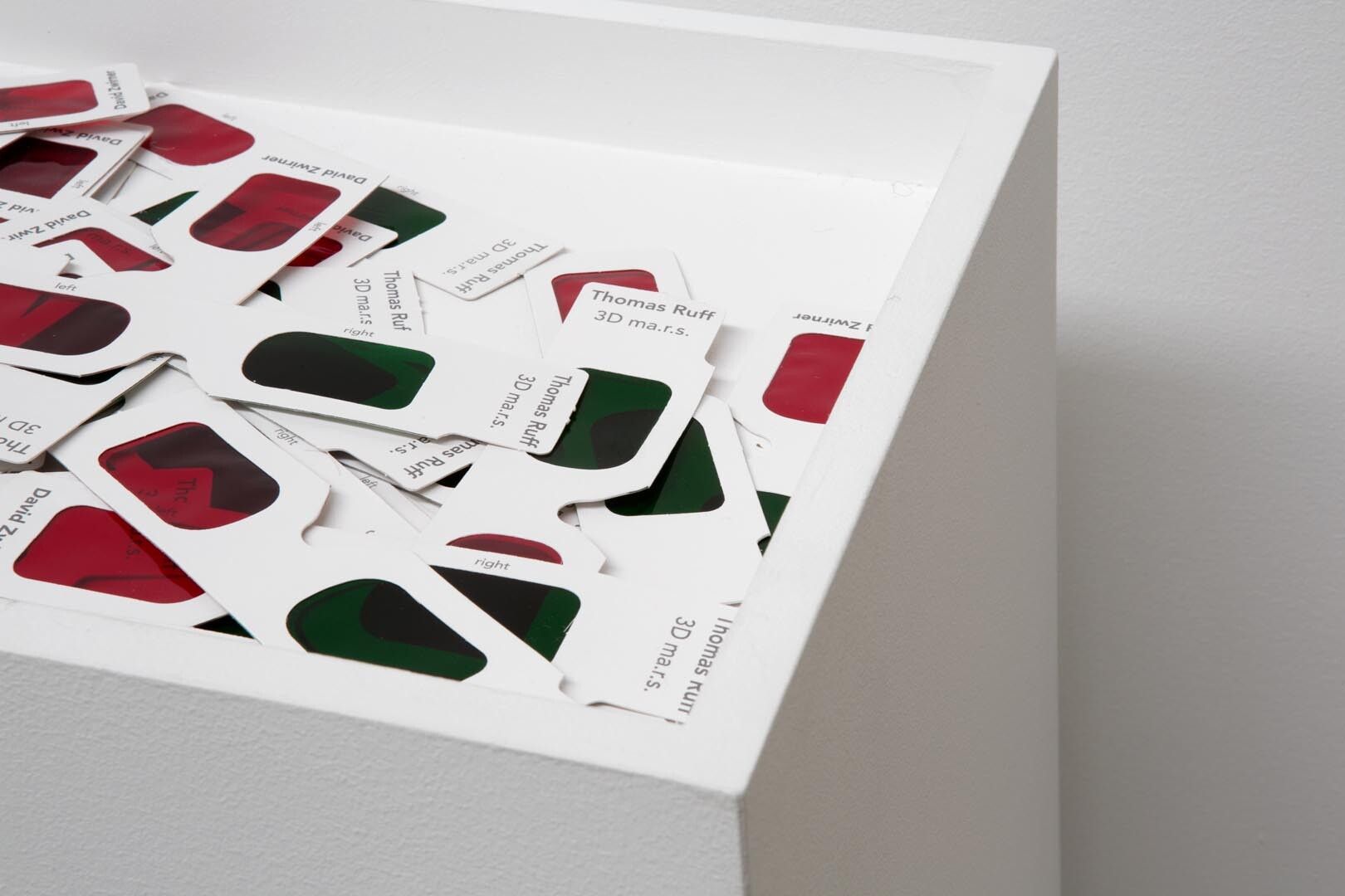 Installation view of the exhibition Thomas Ruff: photograms and ma.r.s., at David Zwirner in New York, dated 2013.