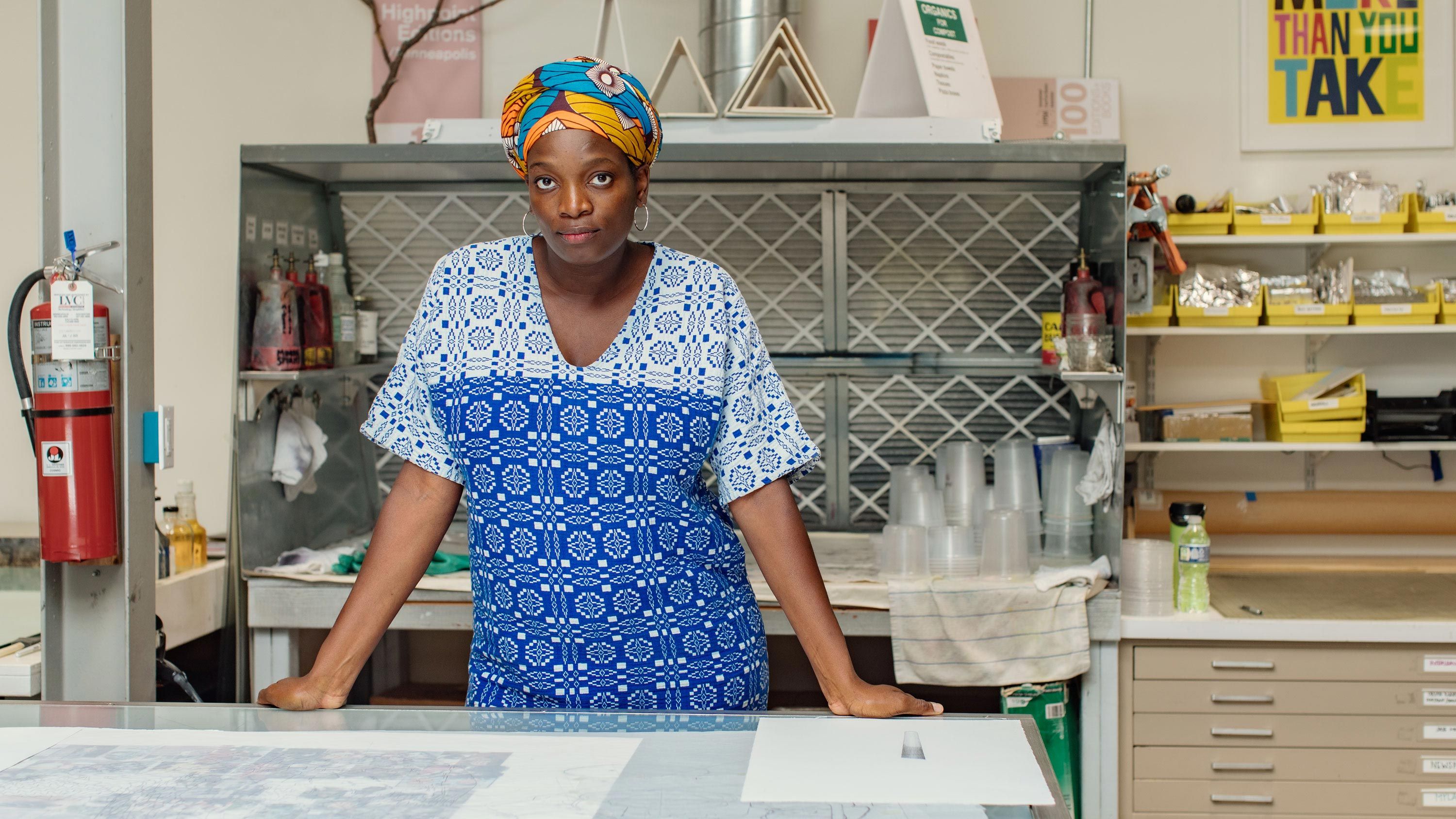 Akunyili Crosby at Highpoint Center for Printmaking, Minneapolis, dated 2023. Photo by Bobby Rogers