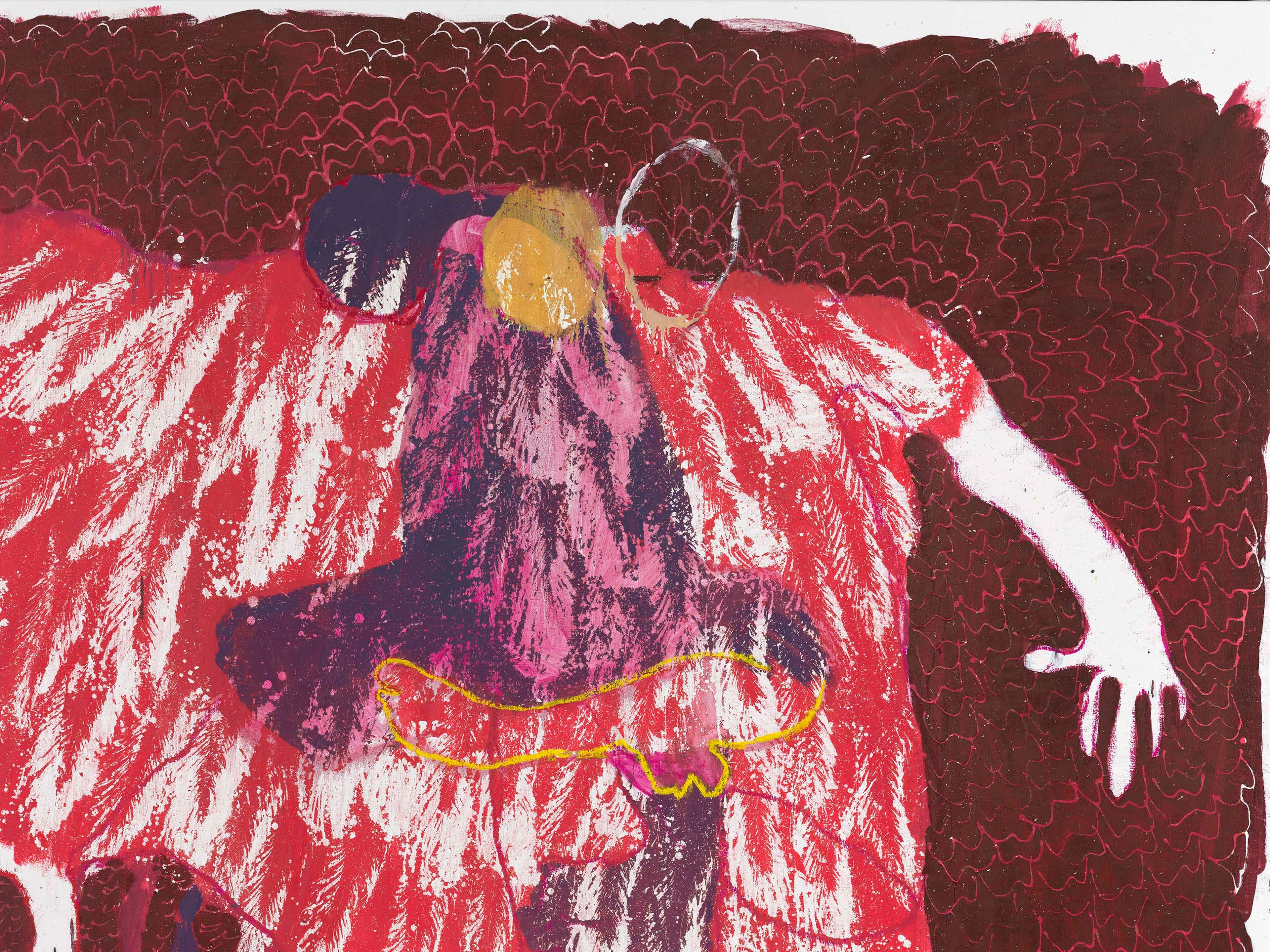 A detail from a painting by Portia Zvavahera, titled Takasunungurwa, dated 2025.