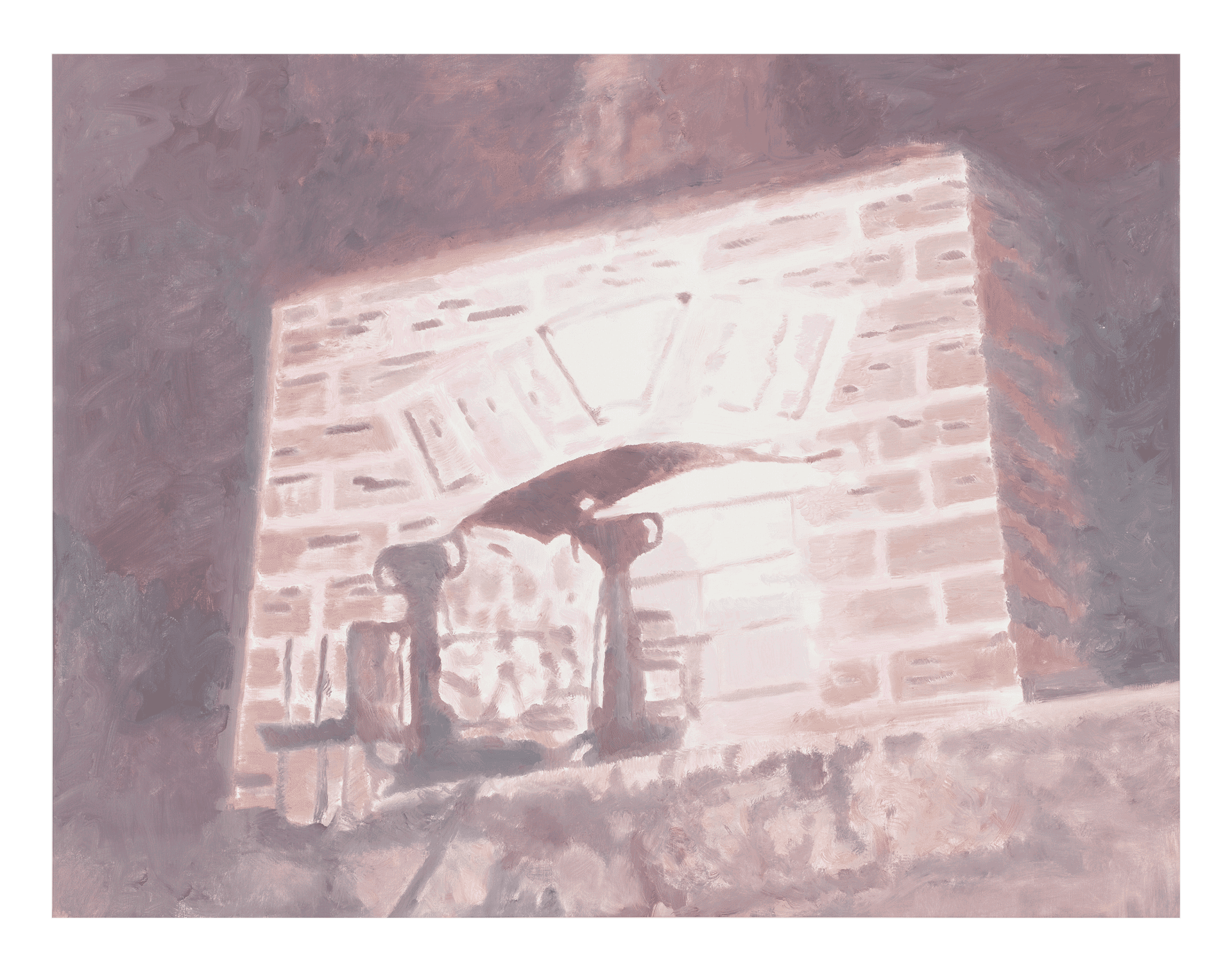 A painting by Luc Tuymans, titled Fireplace, dated 2014.