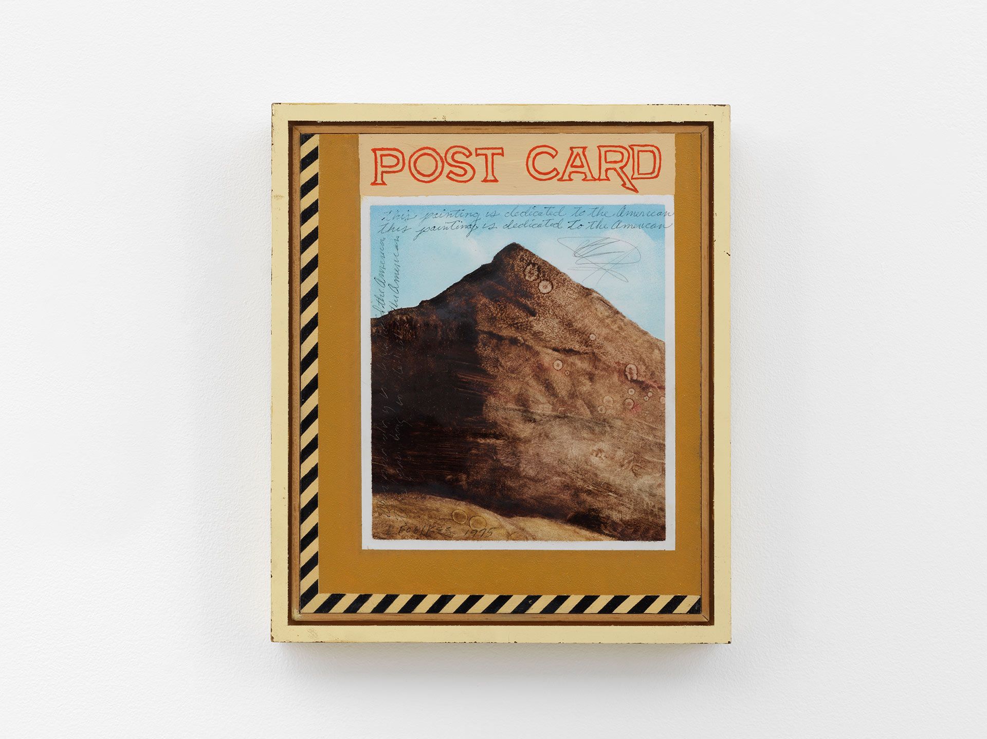 A collage by Llyn Foulkes, titled The Last Postcard, dated 1975.