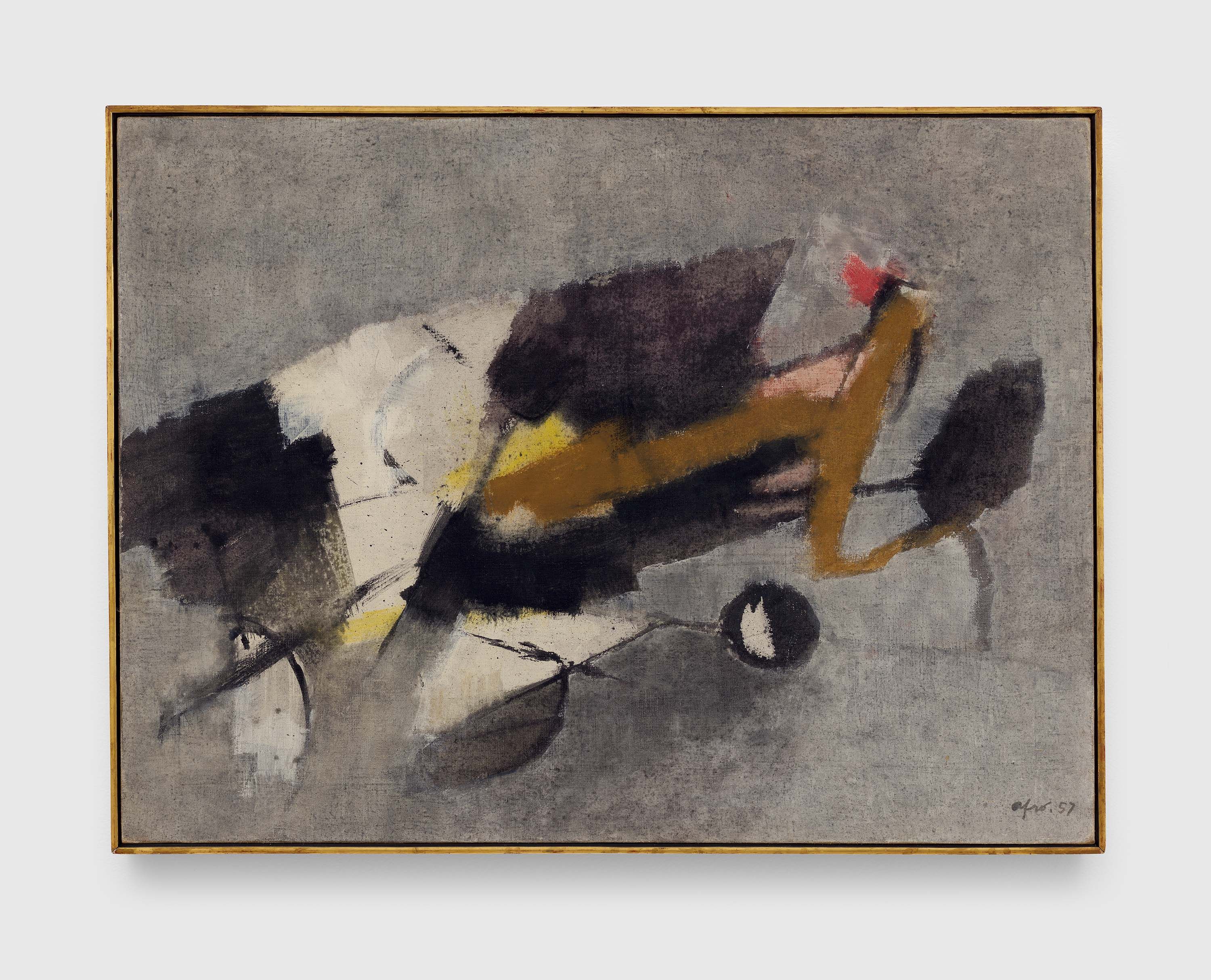 A mixed media painting by Afro, titled Tempo coperto, dated 1957.