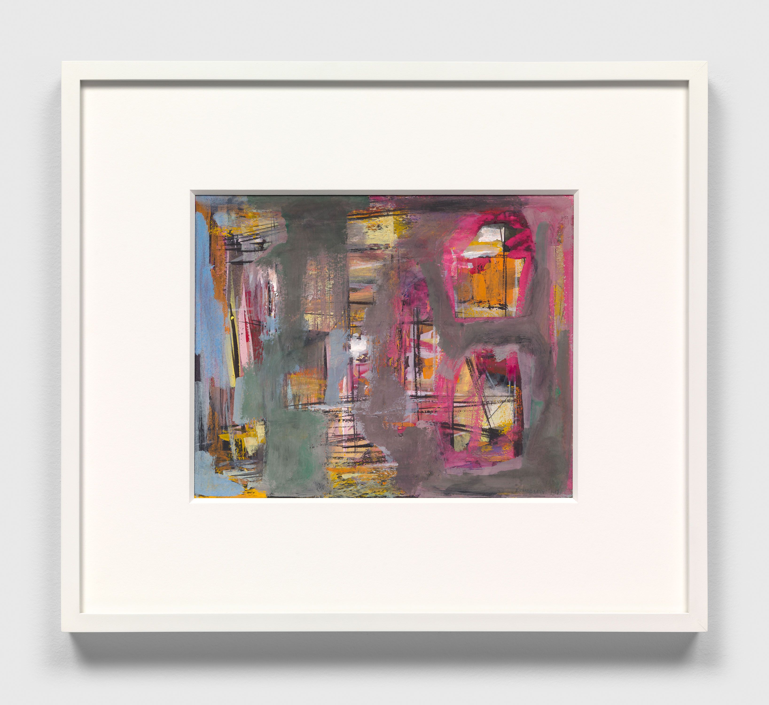 A gouache and ink on board by Ad Reinhardt, titled Untitled, dated 1943.