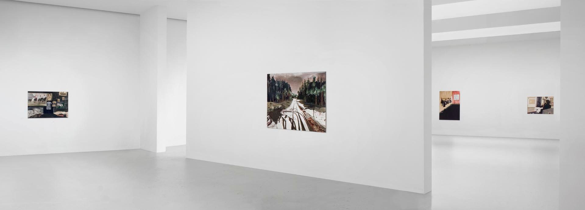 Installation view of the exhibition Mamma Andersson: Who is sleeping on my pillow, at David Zwirner in New York, dated 2010.