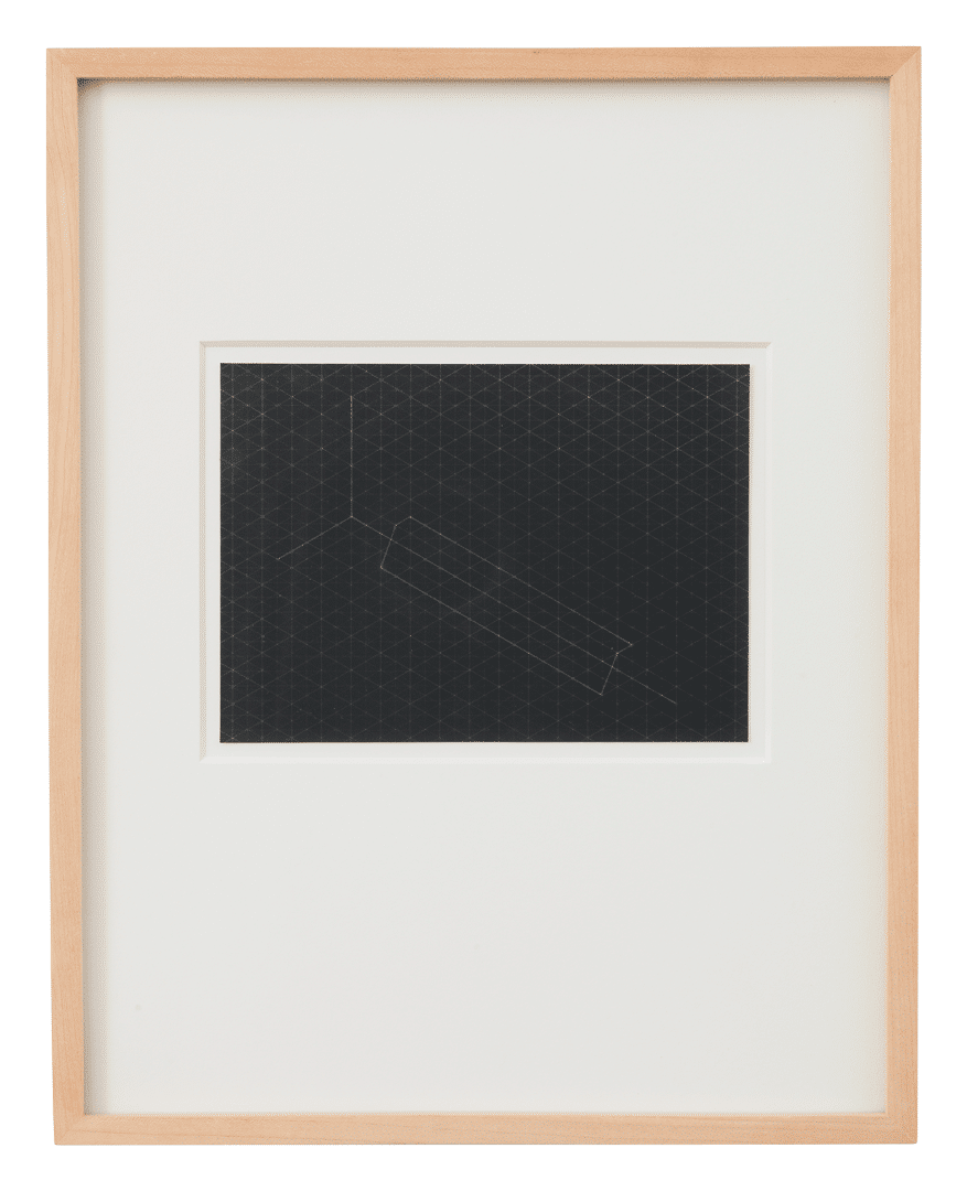 A photostat on paper with cut edge by Fred Sandback, titled Untitled (from Serie von 22 Photostaten/Series of Twenty-two Photostats), dated 1982.