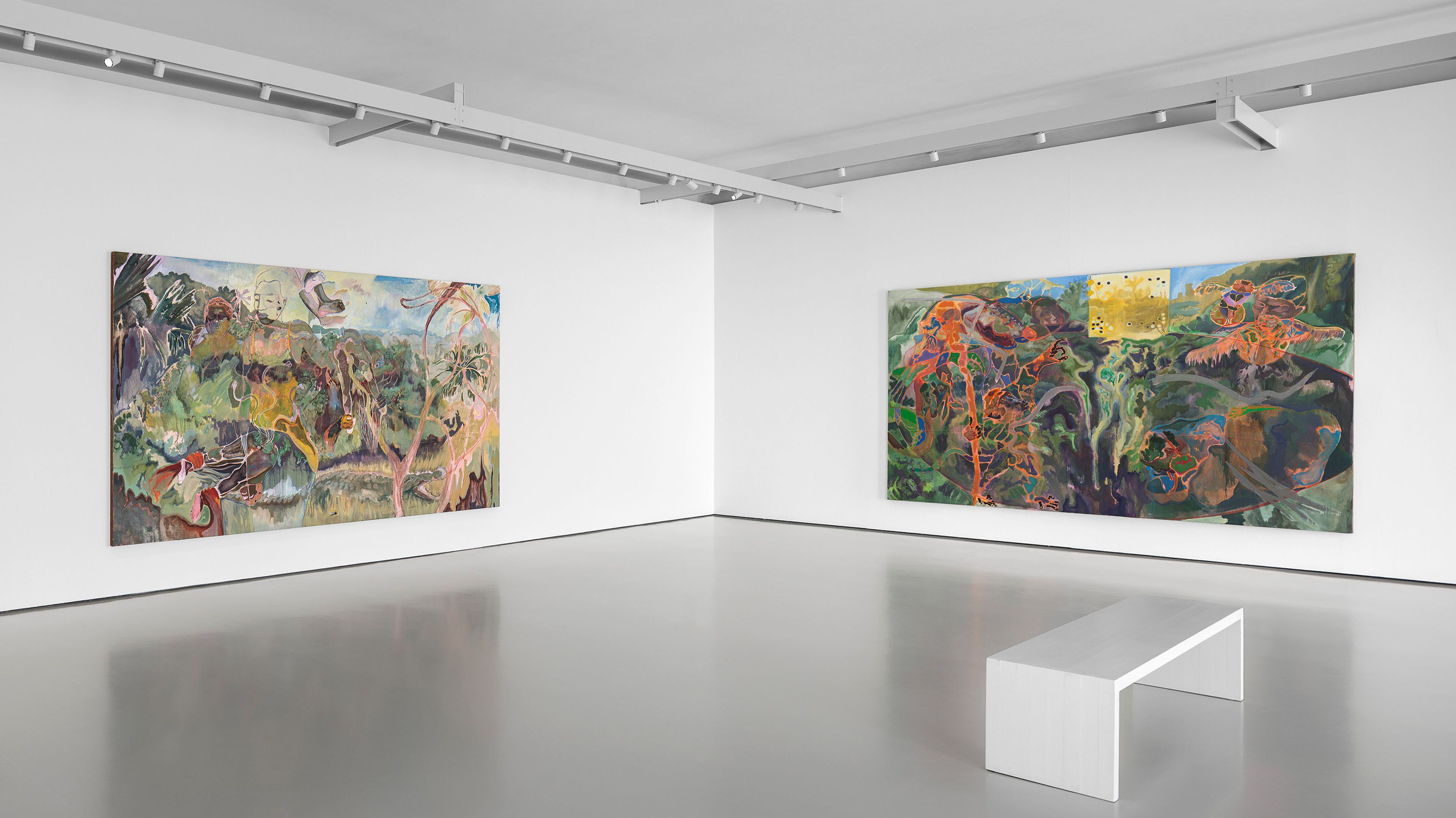 An installation view of the exhibition, Michael Armitage: The Promise of Change, at Palazzo Grassi in Venice, dated 2026.