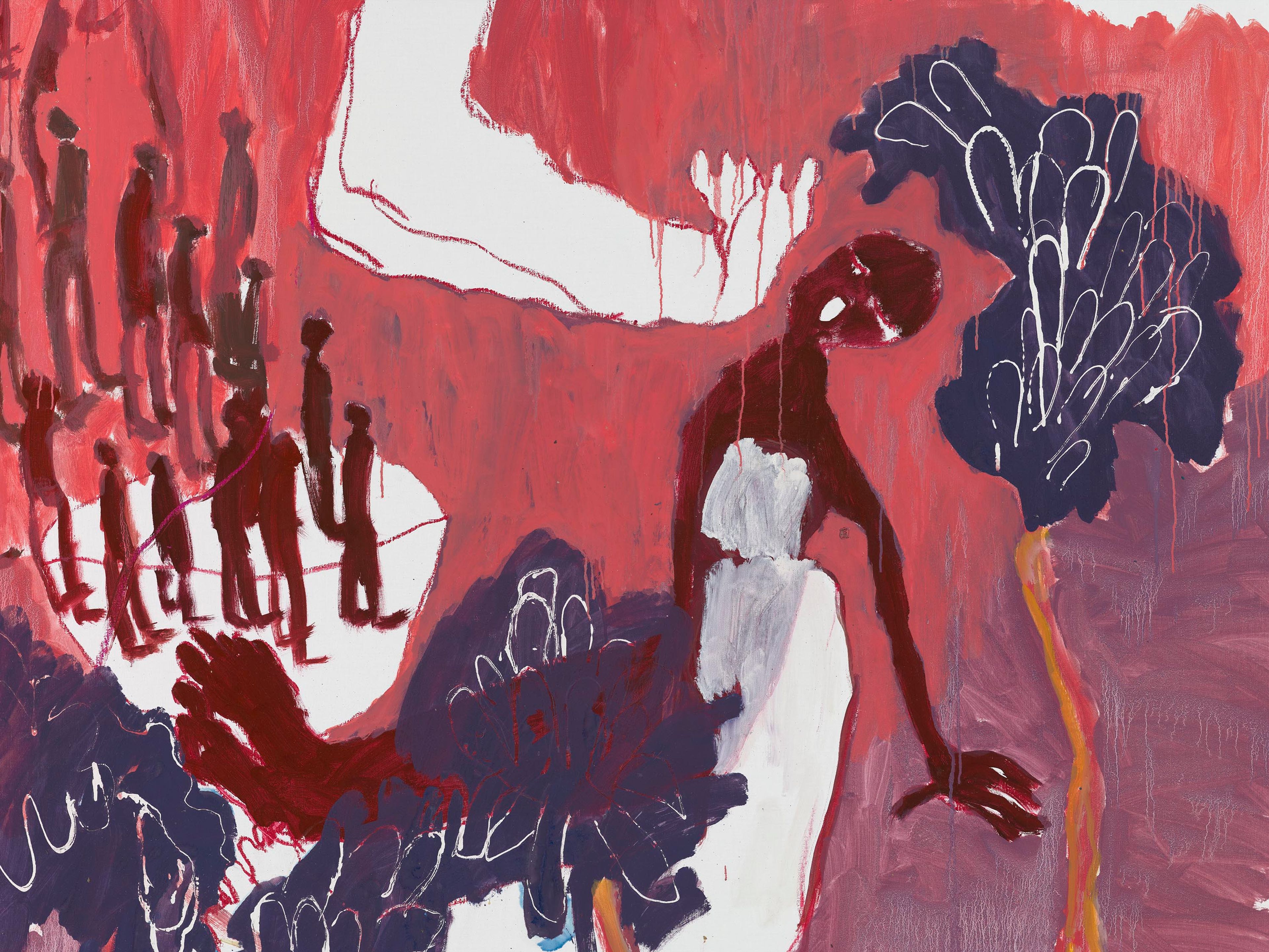 A detail from a painting by Portia Zvavahera, titled Tobuda chete, dated 2025.