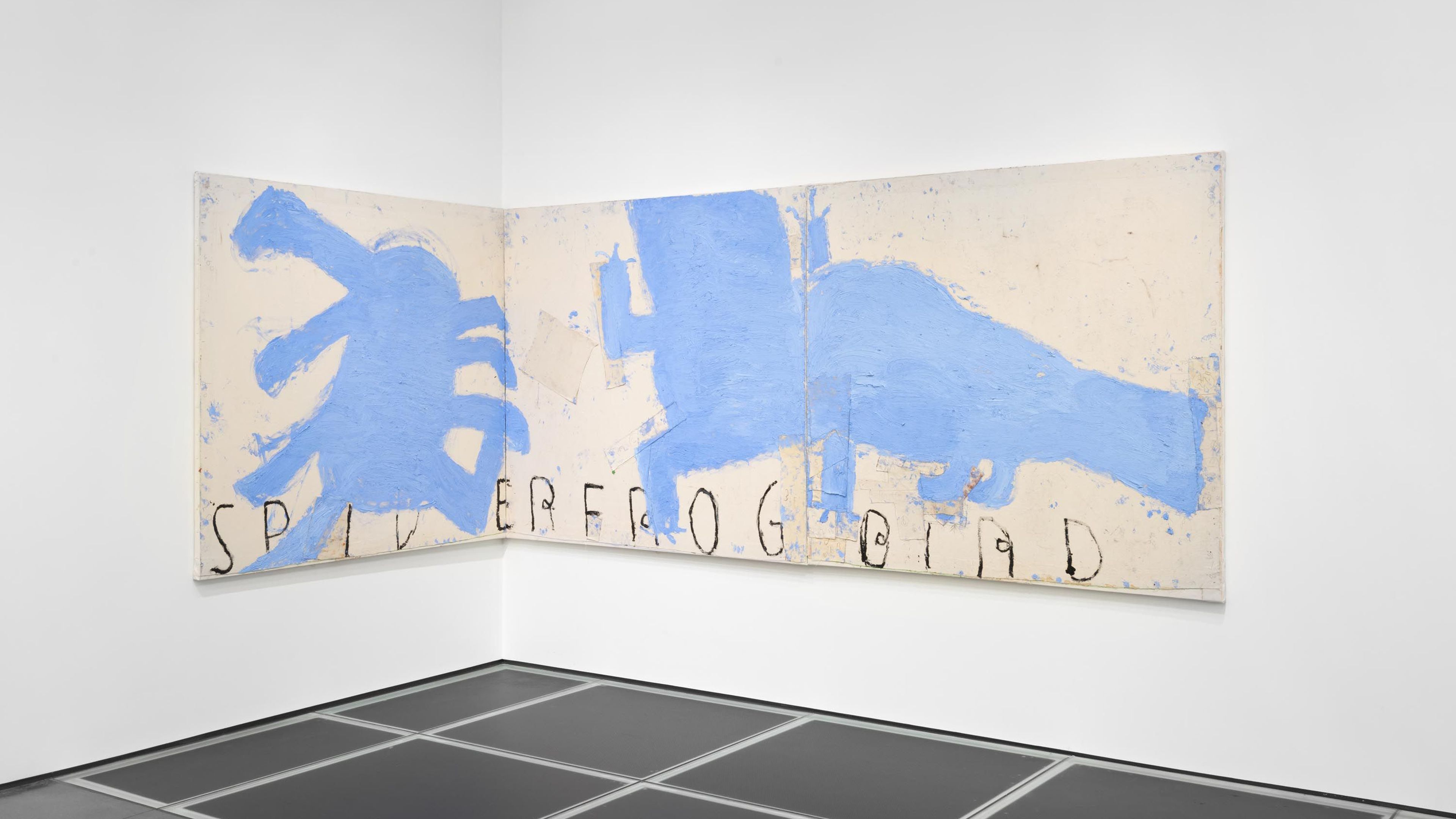 Installation view of the exhibition, Rose Wylie: where i am and was, at Aspen Art Museum in Aspen, dated 2020.