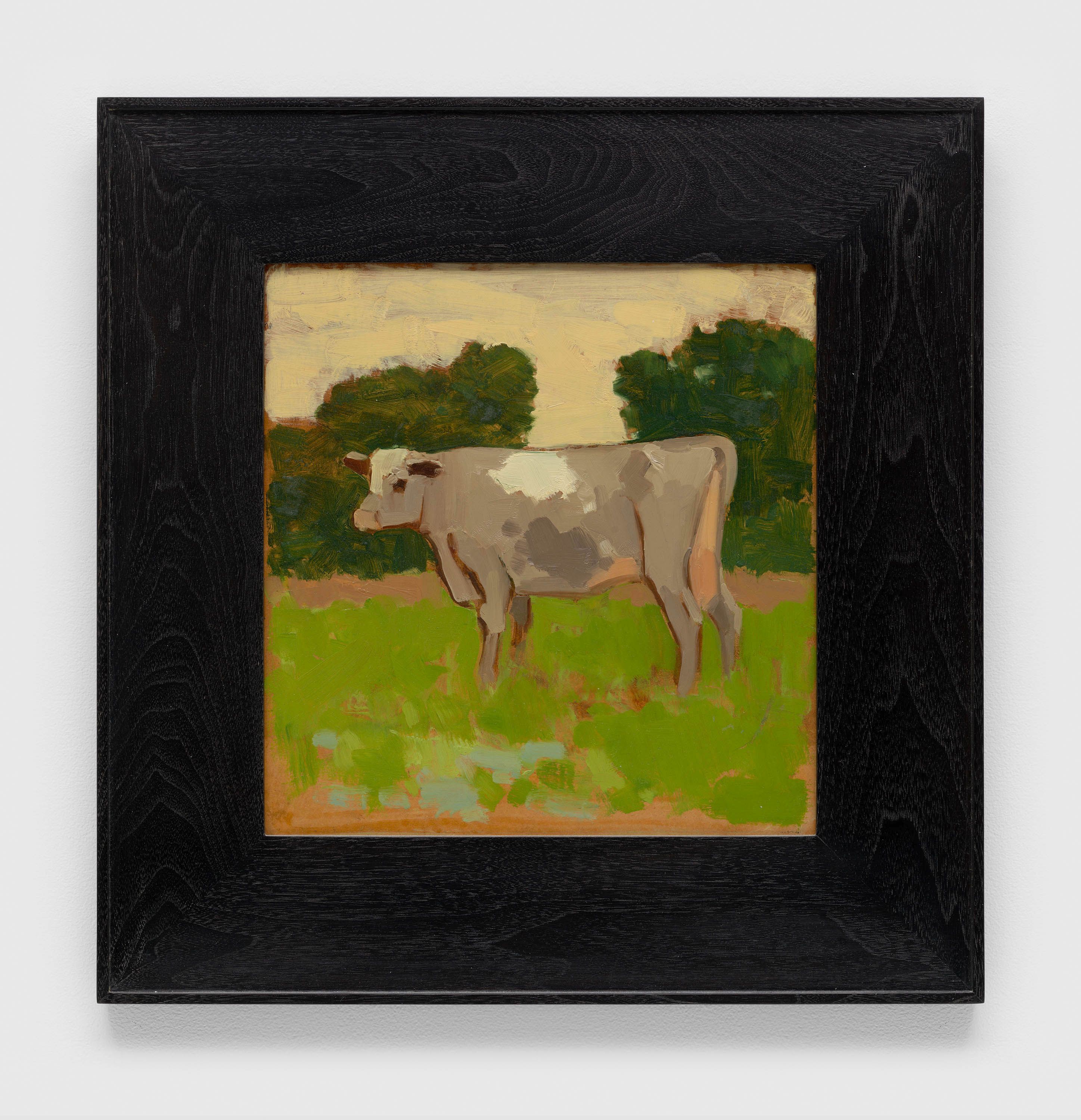 A painting by Albert York, titled Cow, dated 1975.
