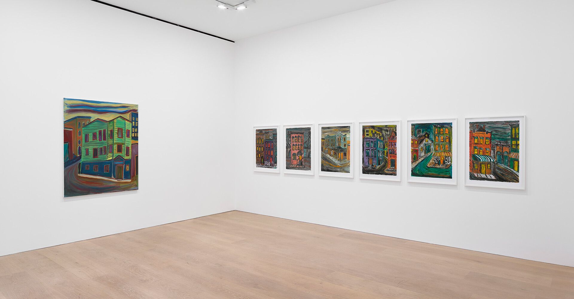 An installation view of the exhibition Josh Smith: Spectre at David Zwirner London, in 2020.
