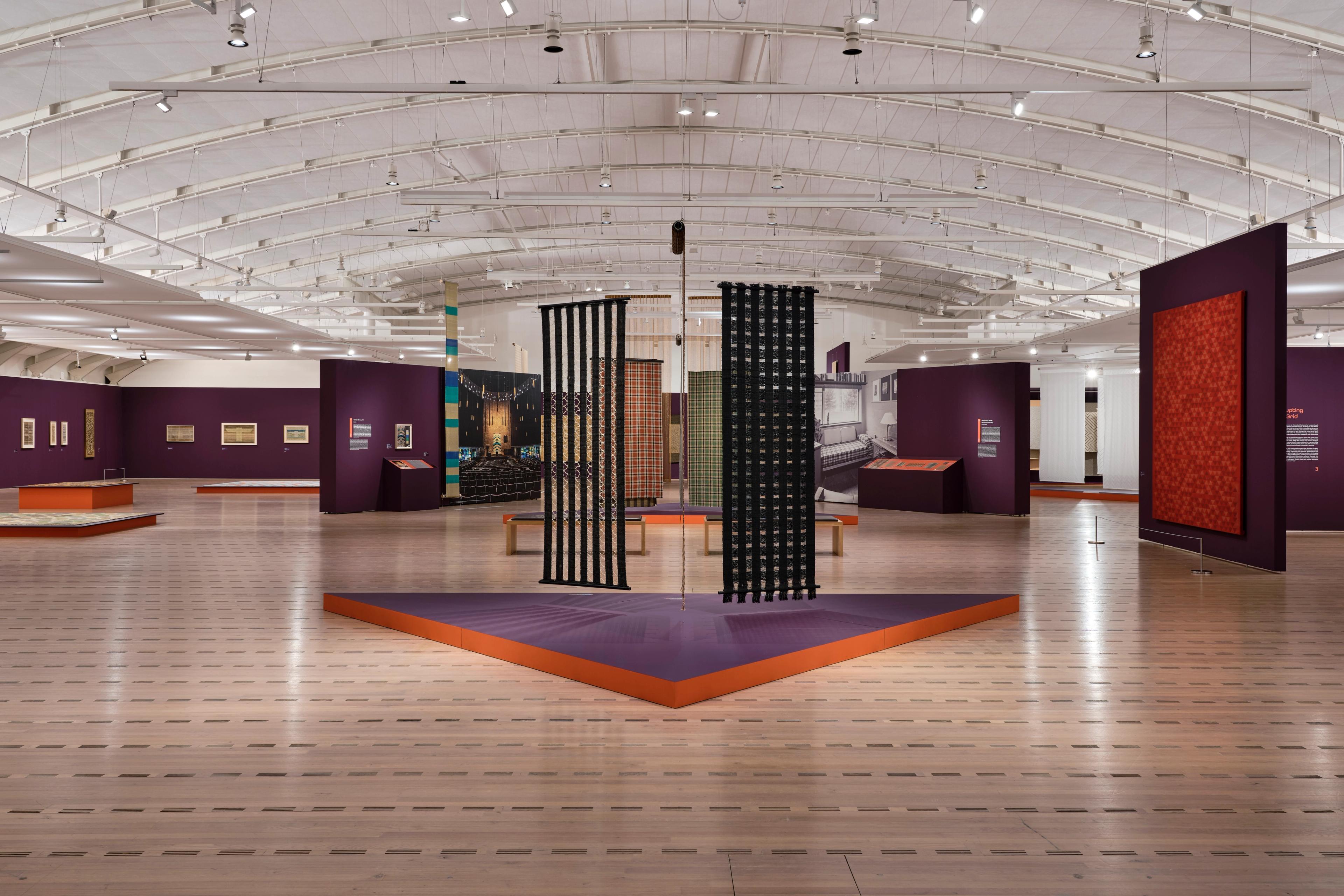 Installation view of the exhibition Anni Albers: Constructing Textiles at Zentrum Paul Klee, located in Bern, Switzerland, dated 2025-2026.