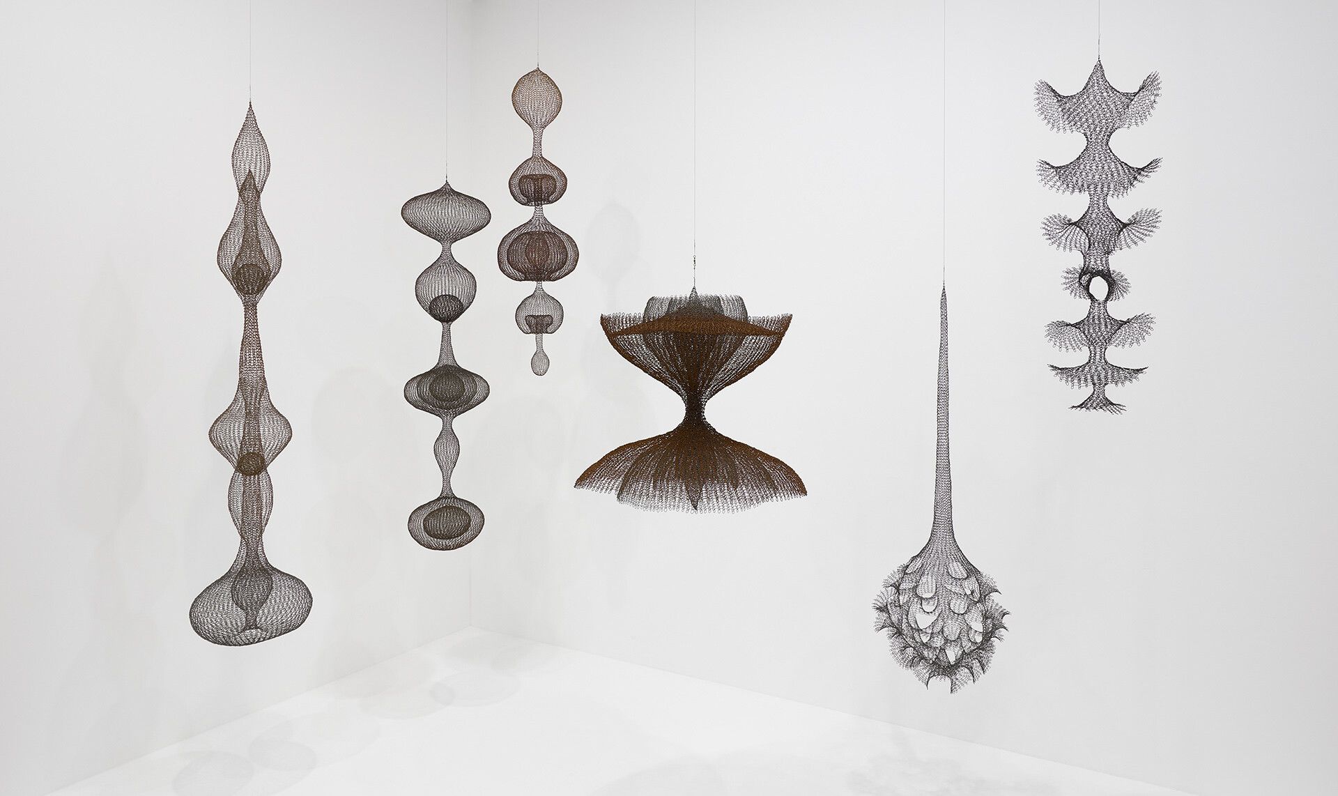 An installation view of the show titled Ruth Asawa A Line Can Go Anywhere, at David Zwirner London, 2020.