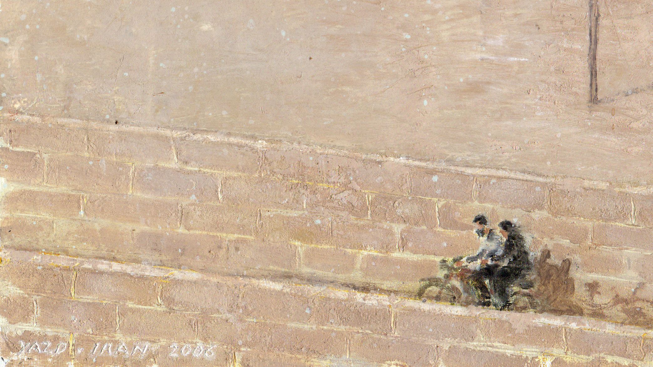 A detail of a painting by Francis Alÿs, Yadz, titled Iran, Nov, dated 2006