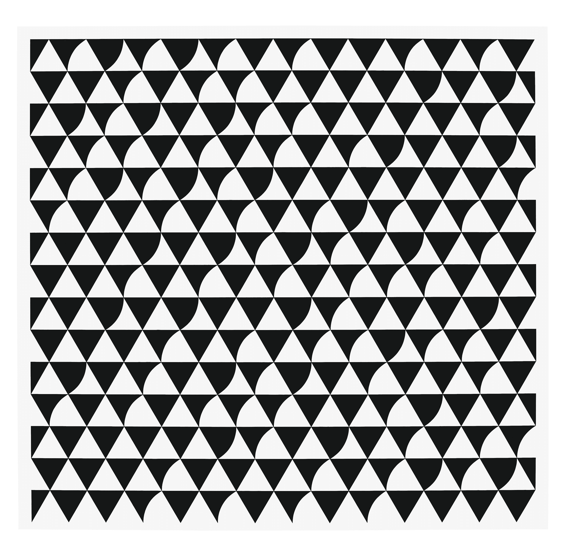 A painting by Bridget Riley, titled Rustle 3, dated 2015.