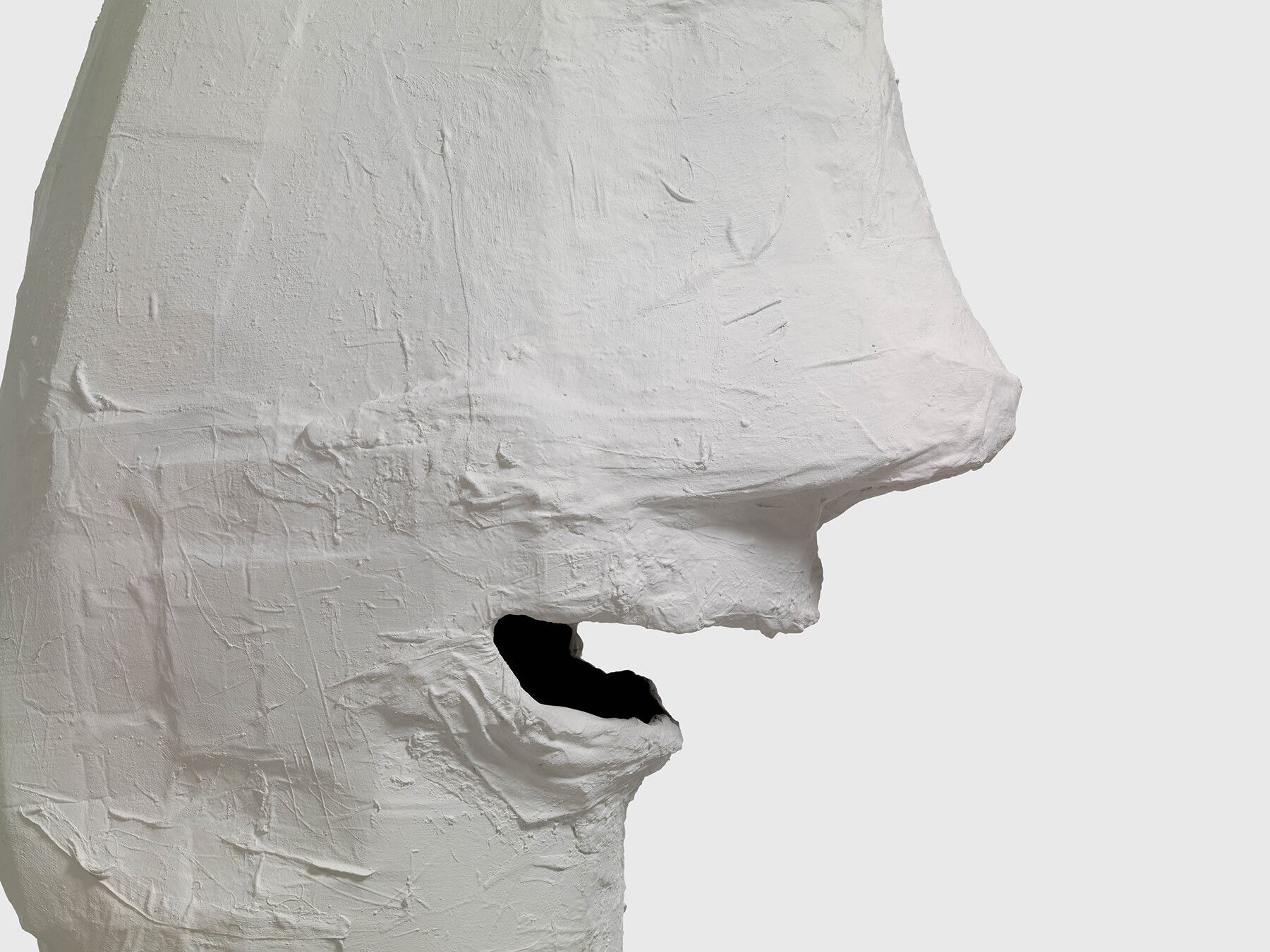 A detail of a sculpture titled Lemurenköpfe (Lemure Heads) by Franz West, dated 1992/2000