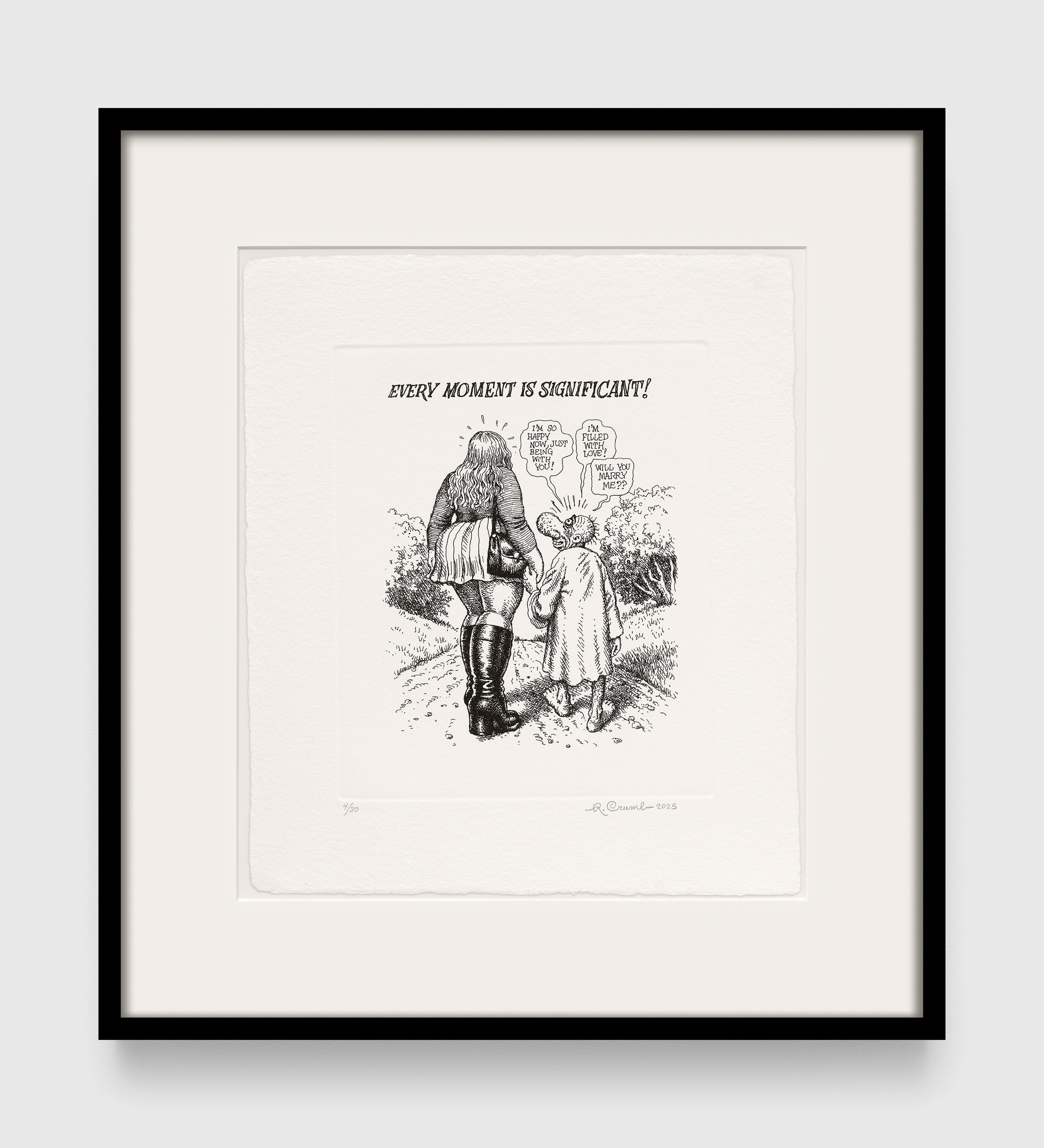A work on paper by R. Crumb, titled Every Moment Is Significant, dated 2025.