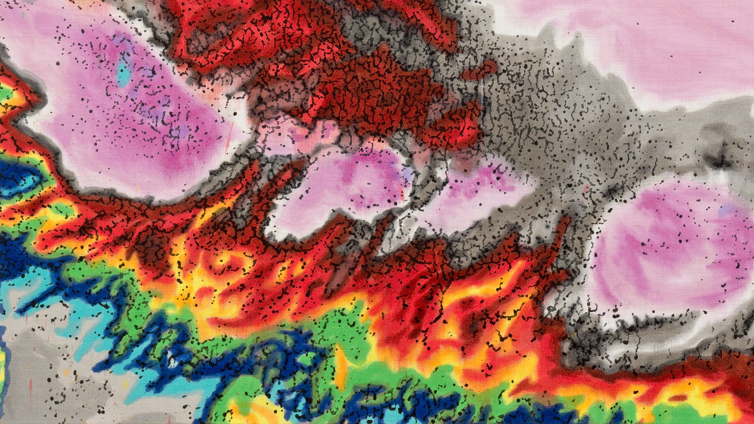 A detail of a painting by Nate Lowman titled Irma, dated 2022