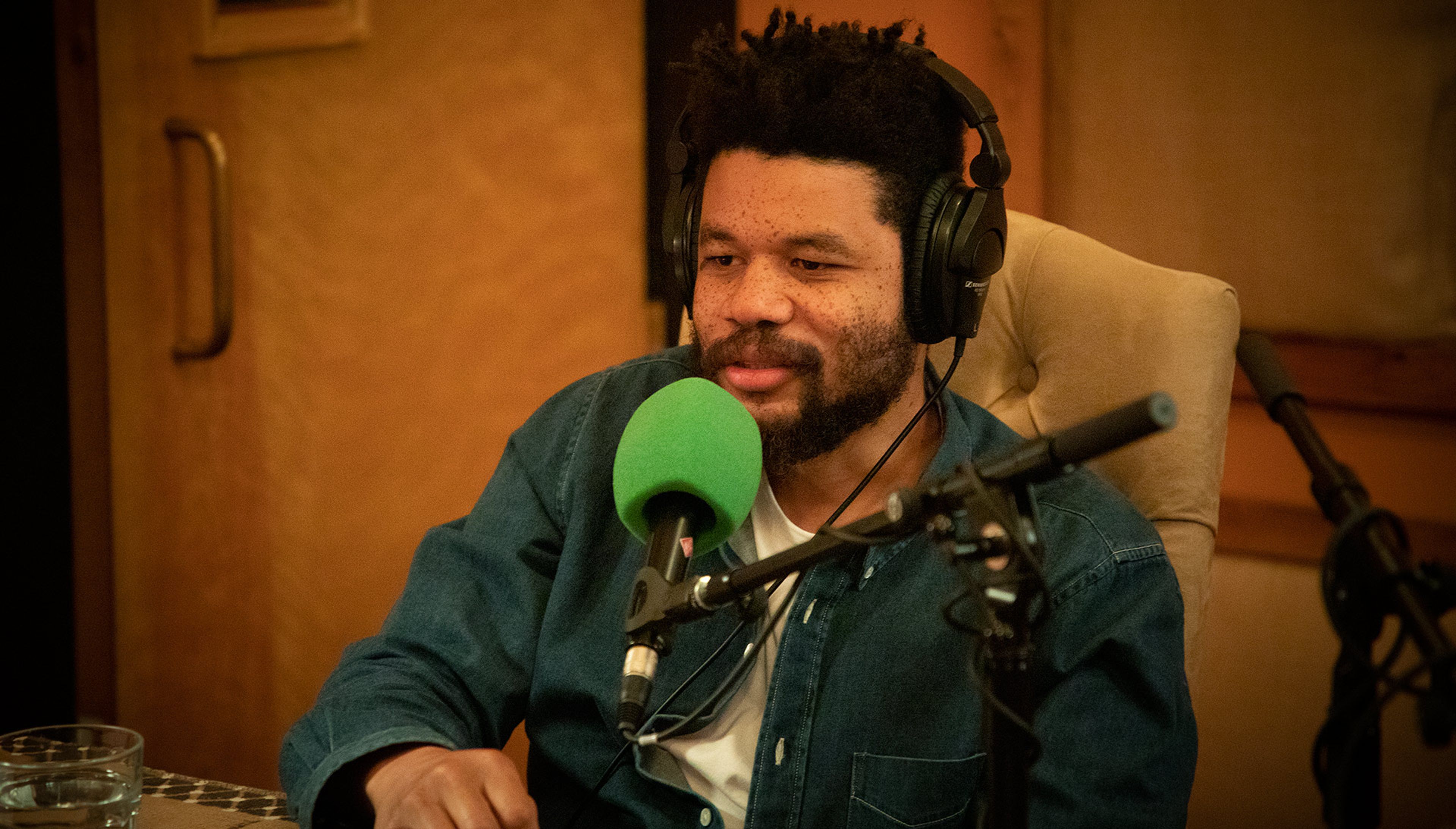 A photo of Oscar Murillo at Hangar Studios, New York, in June 2019.