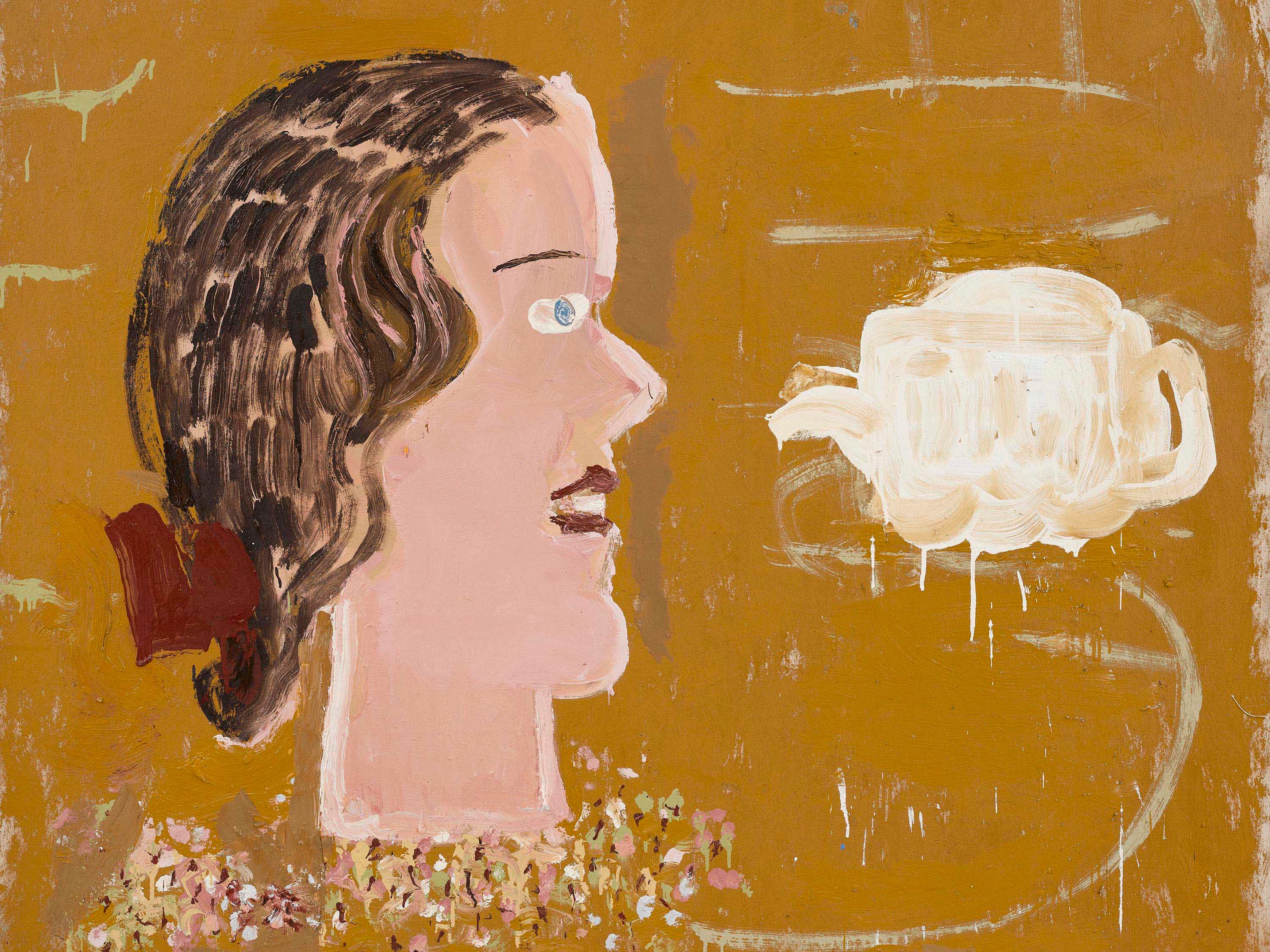 Rose Wylie: Opera Singer & Teapot, 2024 | David Zwirner