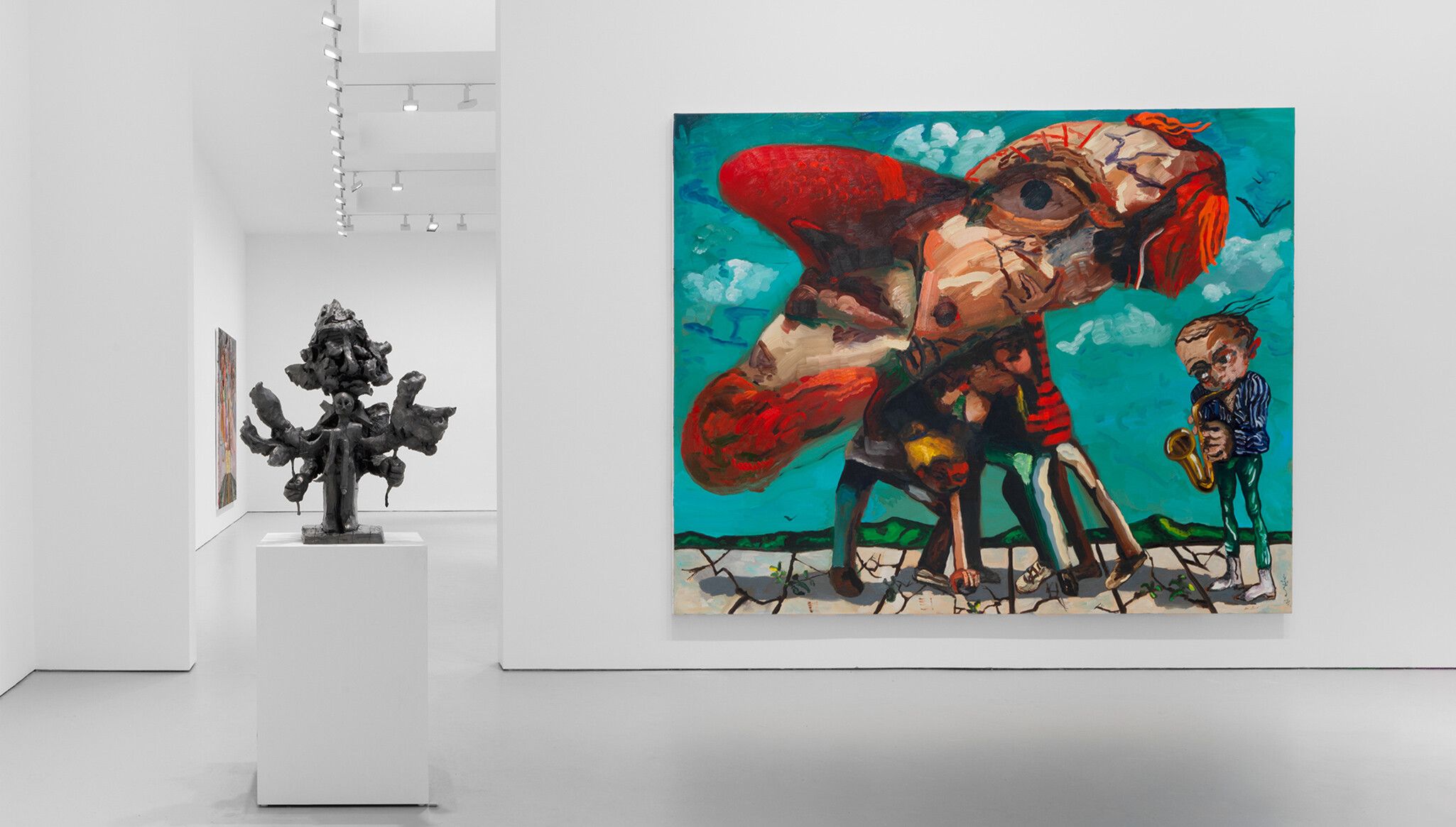 An Installation view of the exhibition Dana Schutz: Jupiter's Lottery at David Zwirner in New York, dated 2023