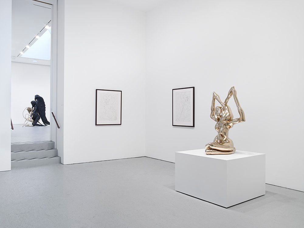 Installation view of the exhibition Chris Ofili: Devil's Pie, at David Zwirner in New York, dated 2007.