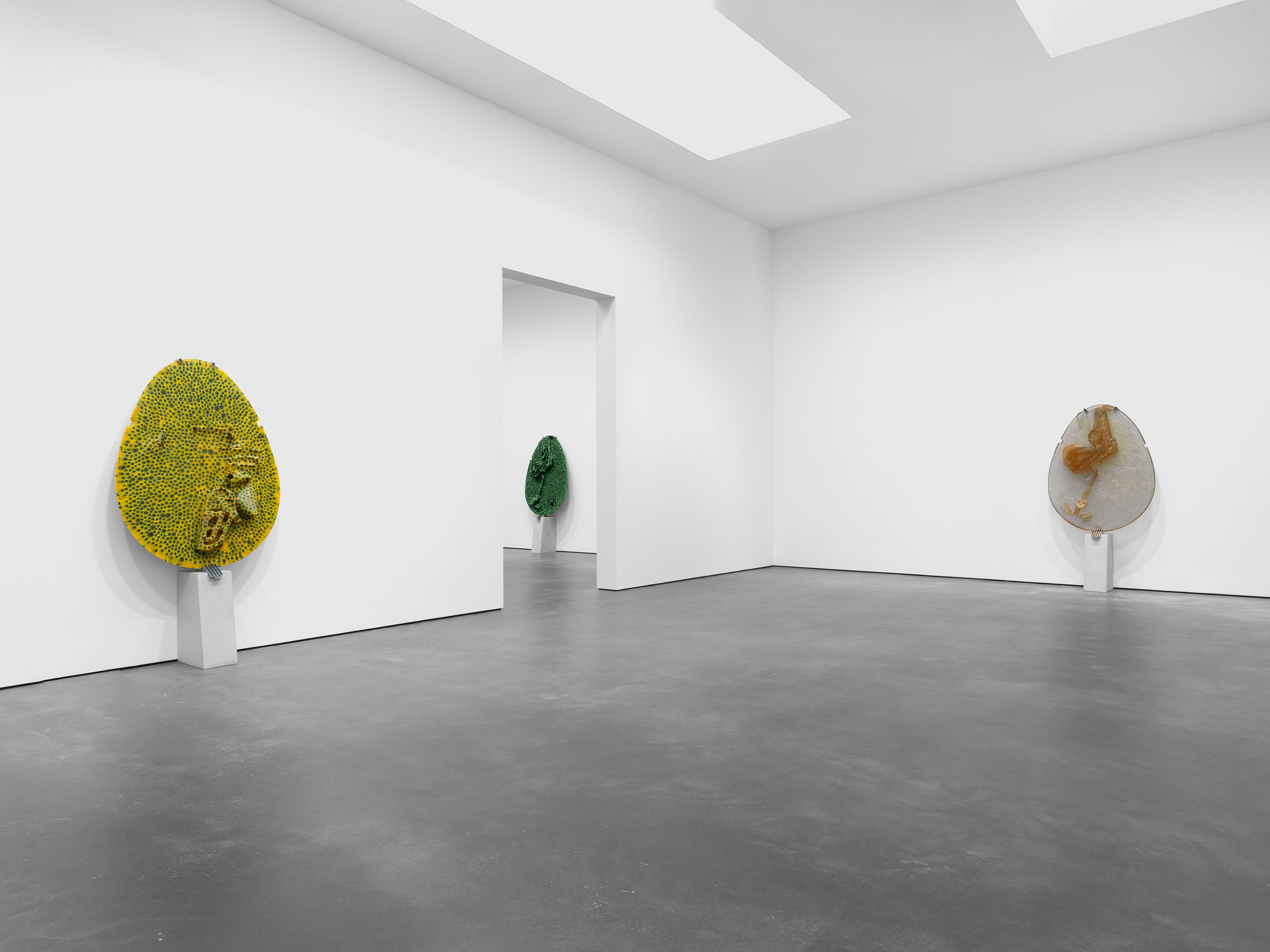 An installation view of the exhibition, Andra Ursuta: Retina Turner, at David Zwirner in New York, dated 2025.