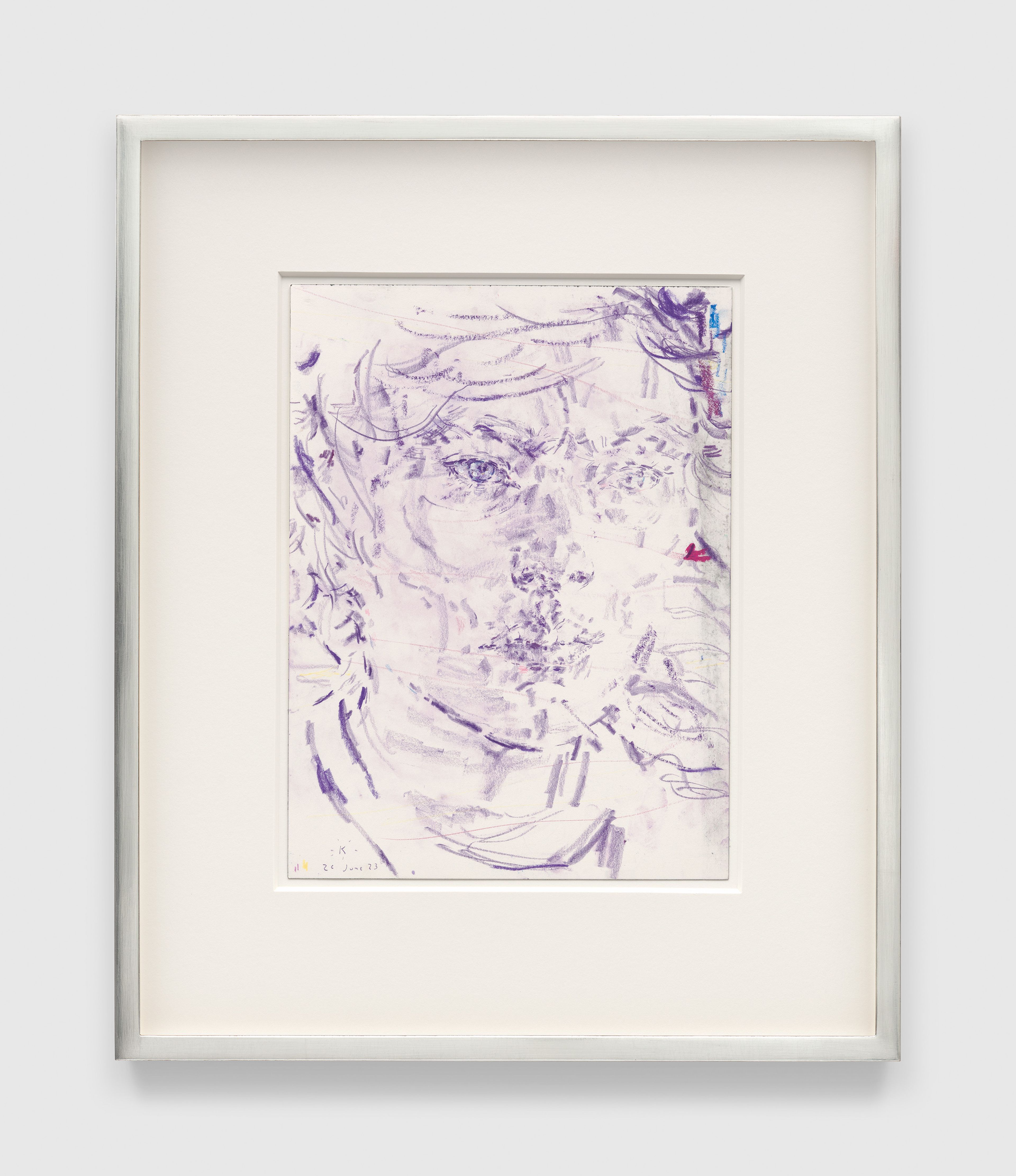 A work on paper by Elizabeth Peyton, titled hakuro (Klara), dated 2023.