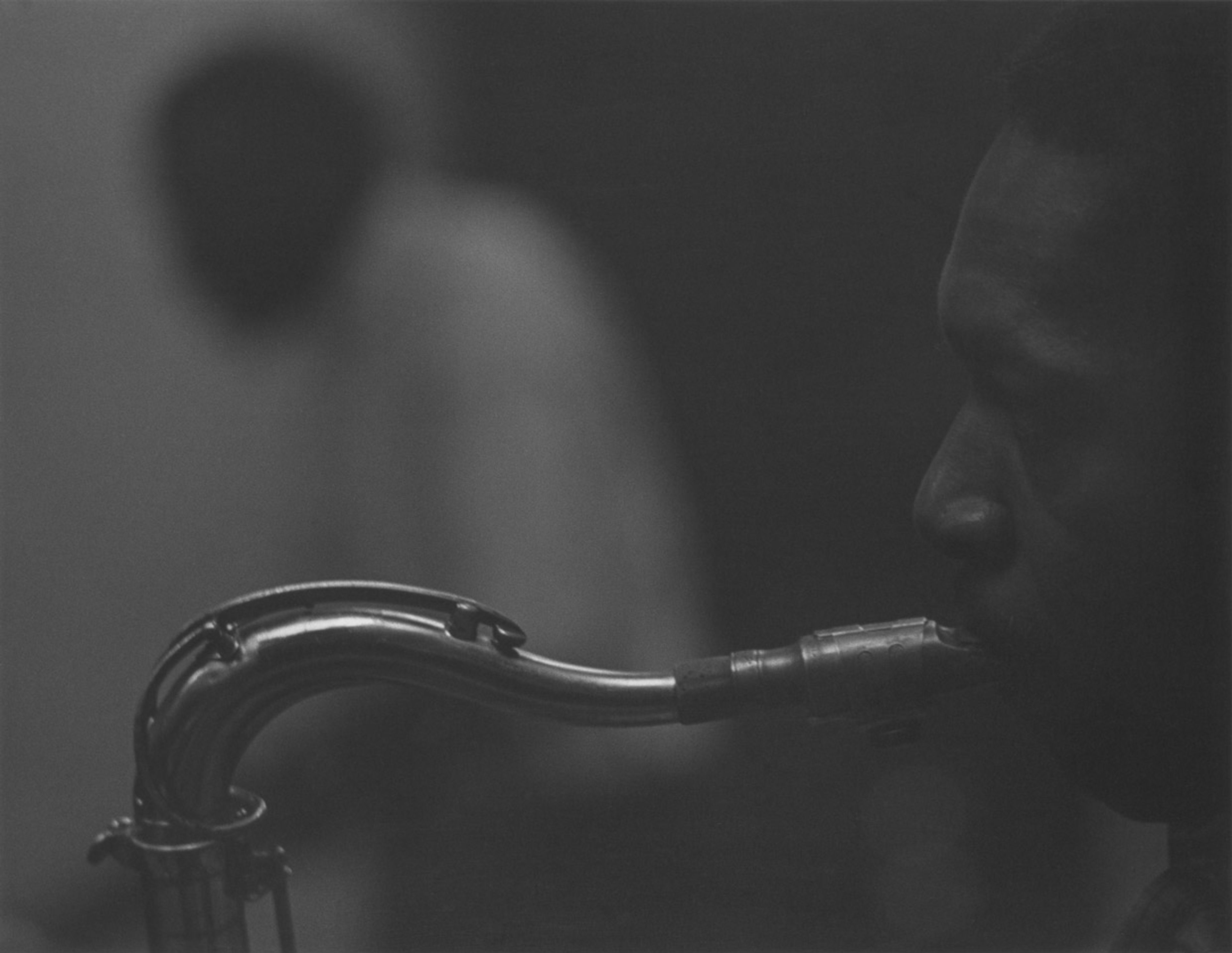 A silver gelatin print by Roy DeCarava, titled Coltrane and Elvin, dated 1960.