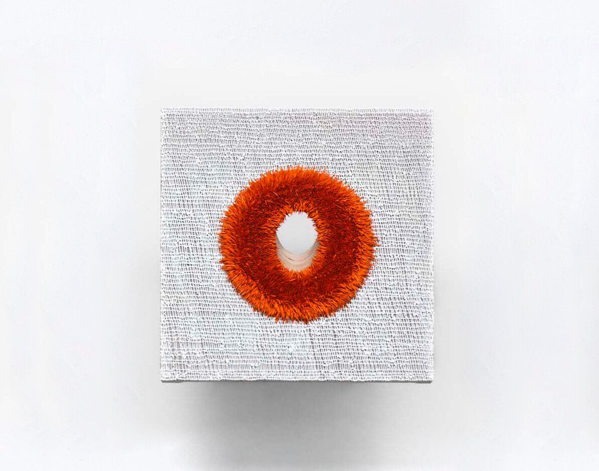 A sculpture by Donald Moffat, titled Lot 061110/12 (the cadmium hole), dated 2011 to 2012.