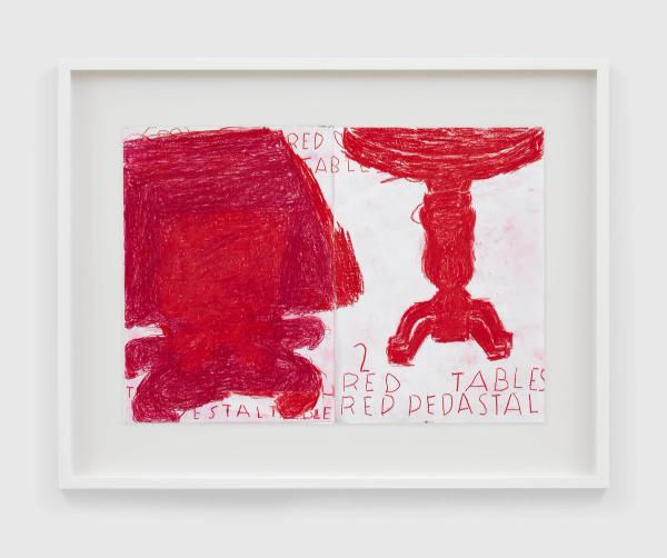 Rose Wylie — 2 Red tables