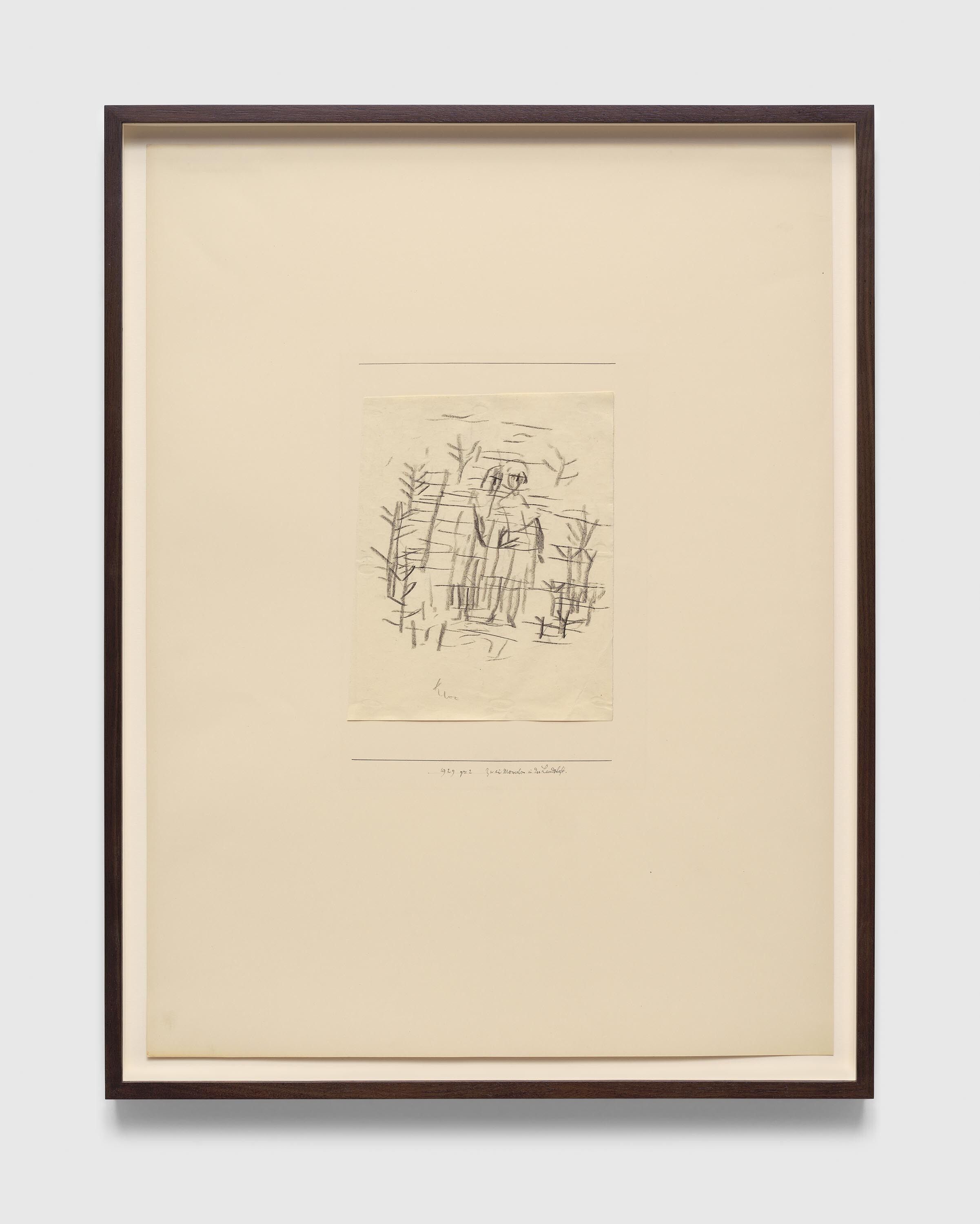 A work on paper by Paul Klee, titled Zwei Menschen in der Landschaft (Two people in the landscape), dated 1929.