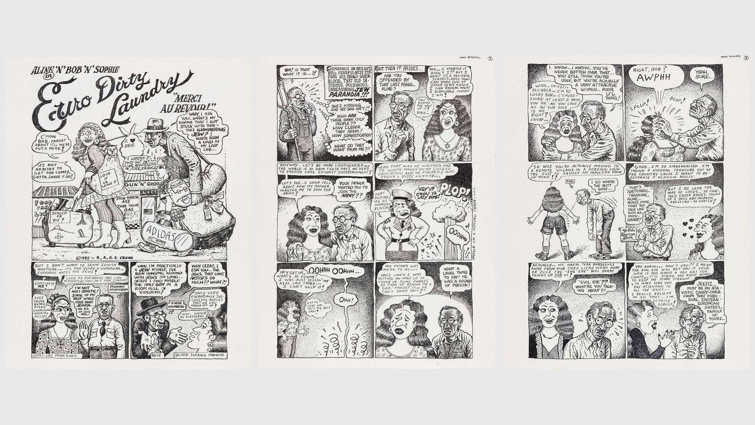 Pages from Aline 'n' Bob 'n' Sophie in Euro-Dirty Laundry: "Merci au Revoir" dated 1992