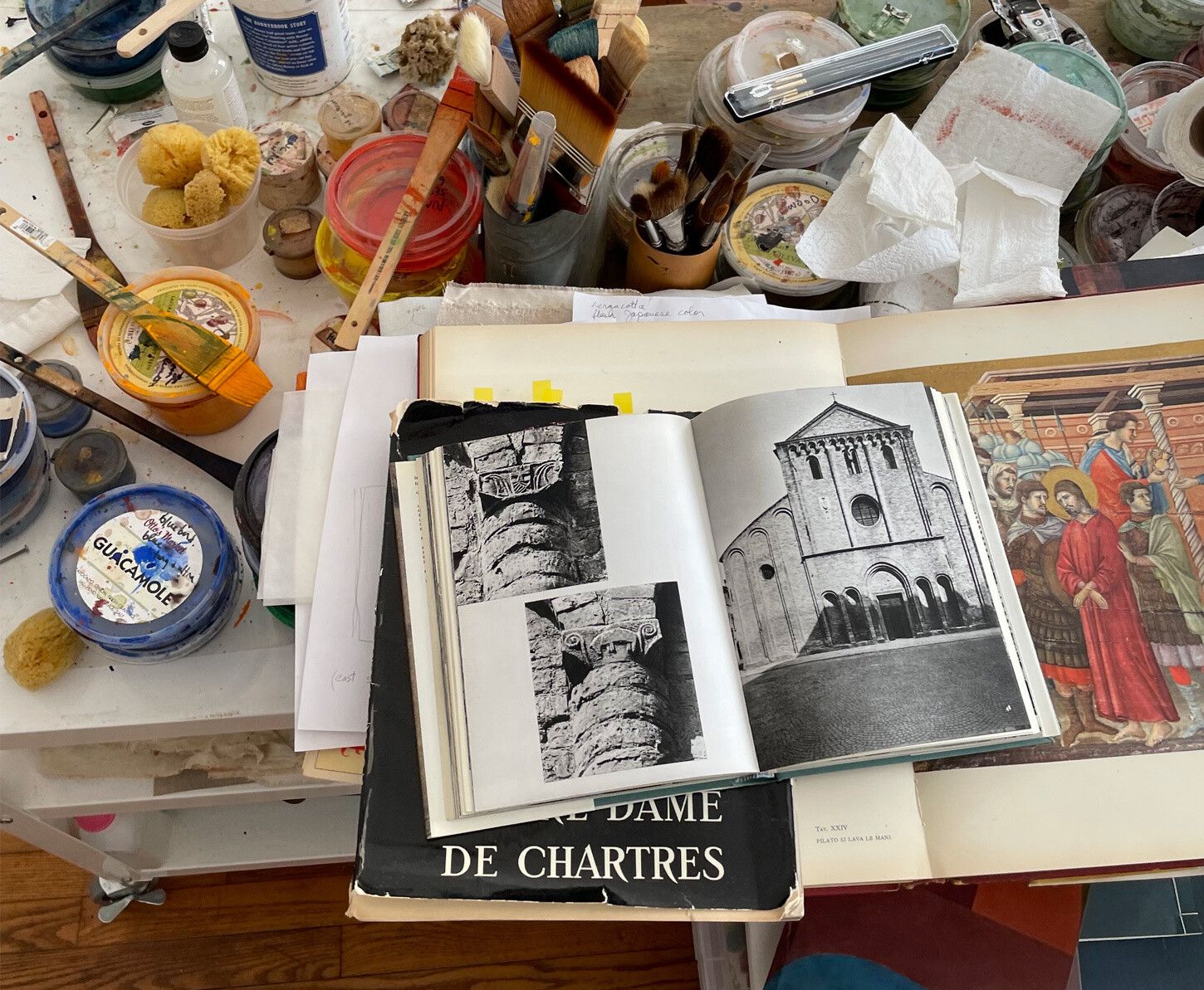 A photograph of Suzan Frecon’s studio, Germantown, New York, dated 2022.
