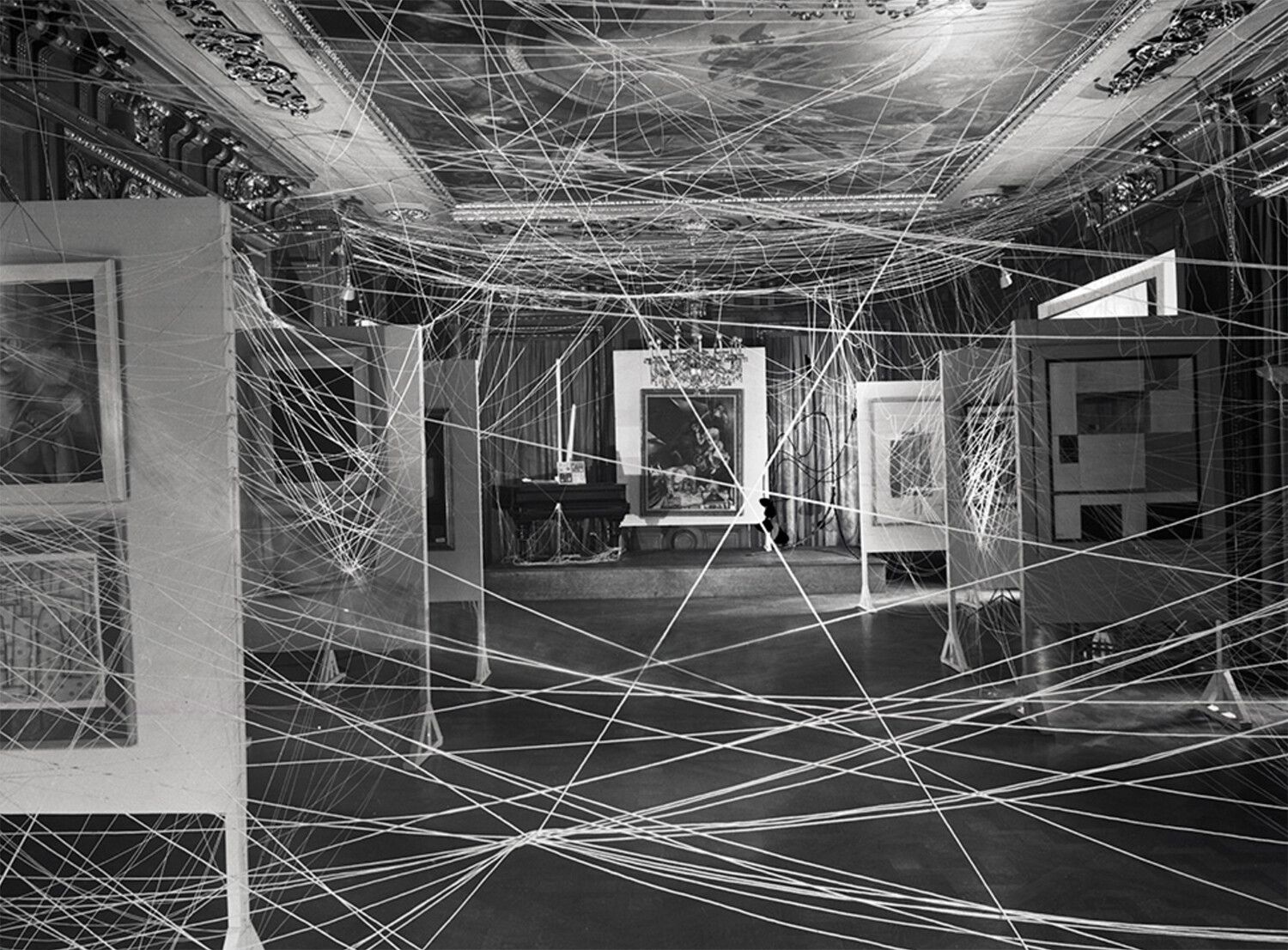 An Installation view, First Papers of Surrealism, Whitelaw Reid Mansion, New York, dated 1942 Photo by John D. Schiff