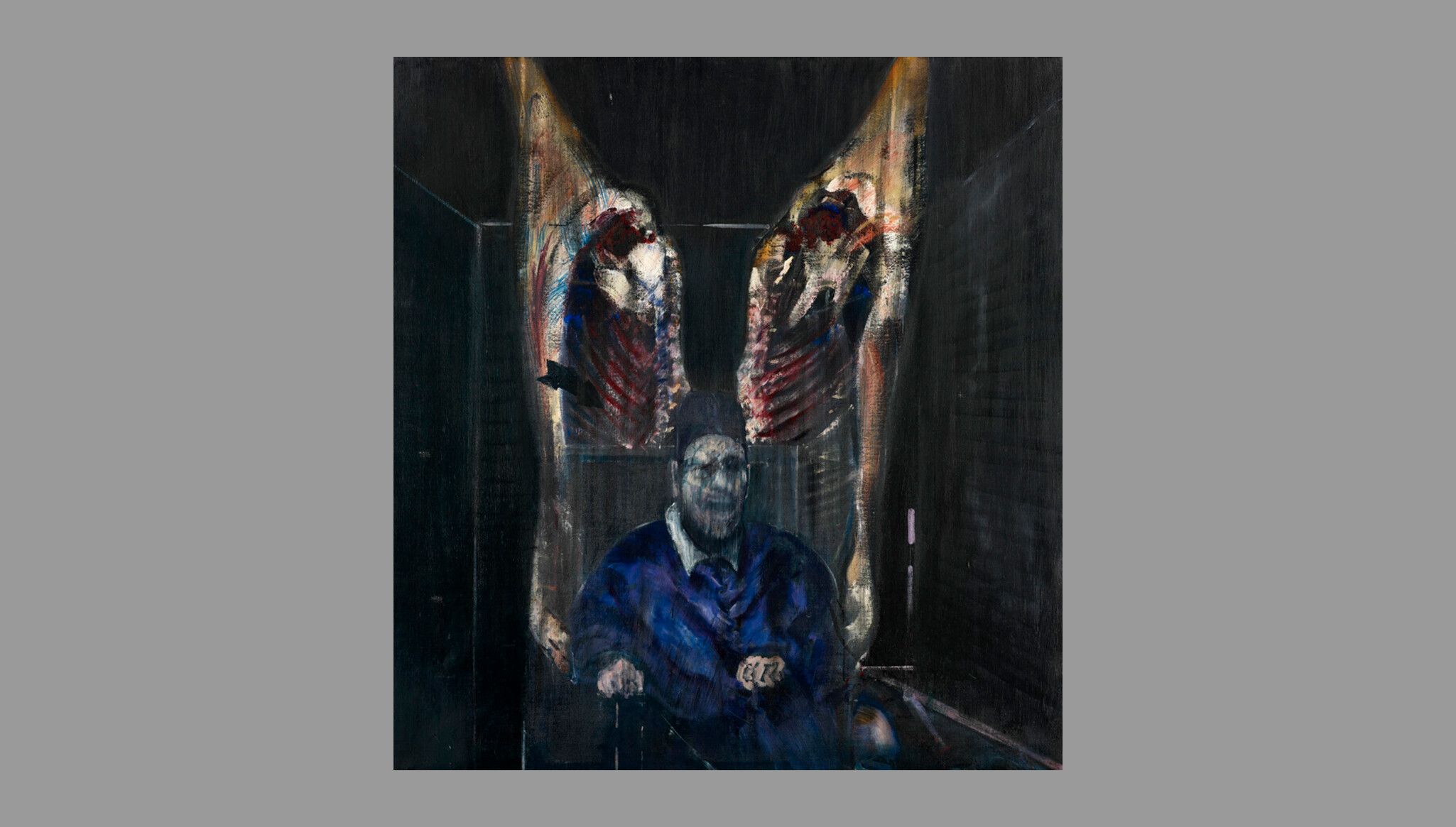A painting by Francis Bacon titled Figure with Meat, dated 1954.
