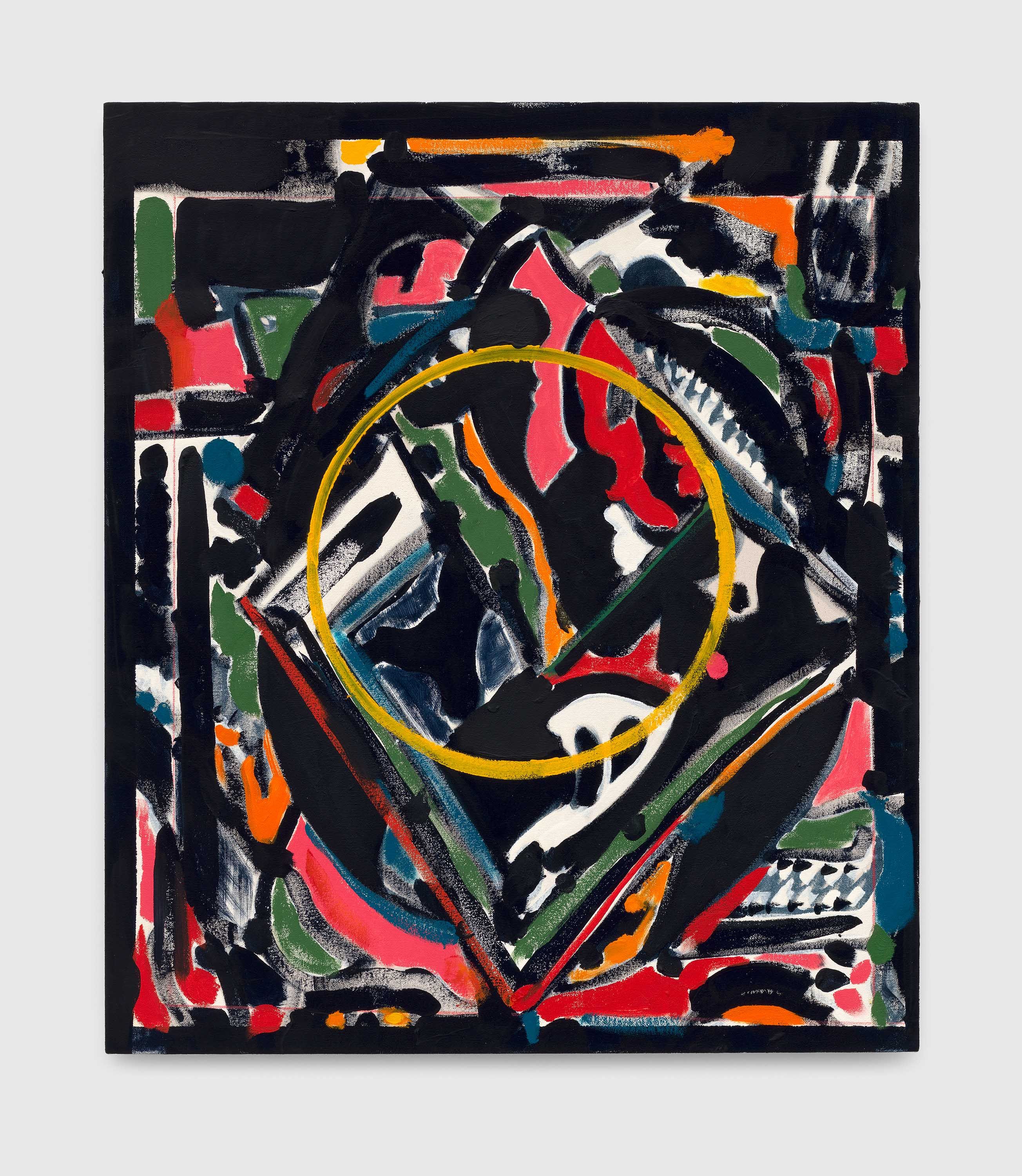 A painting by Matt Connors, titled Batteries in French, dated 2022.