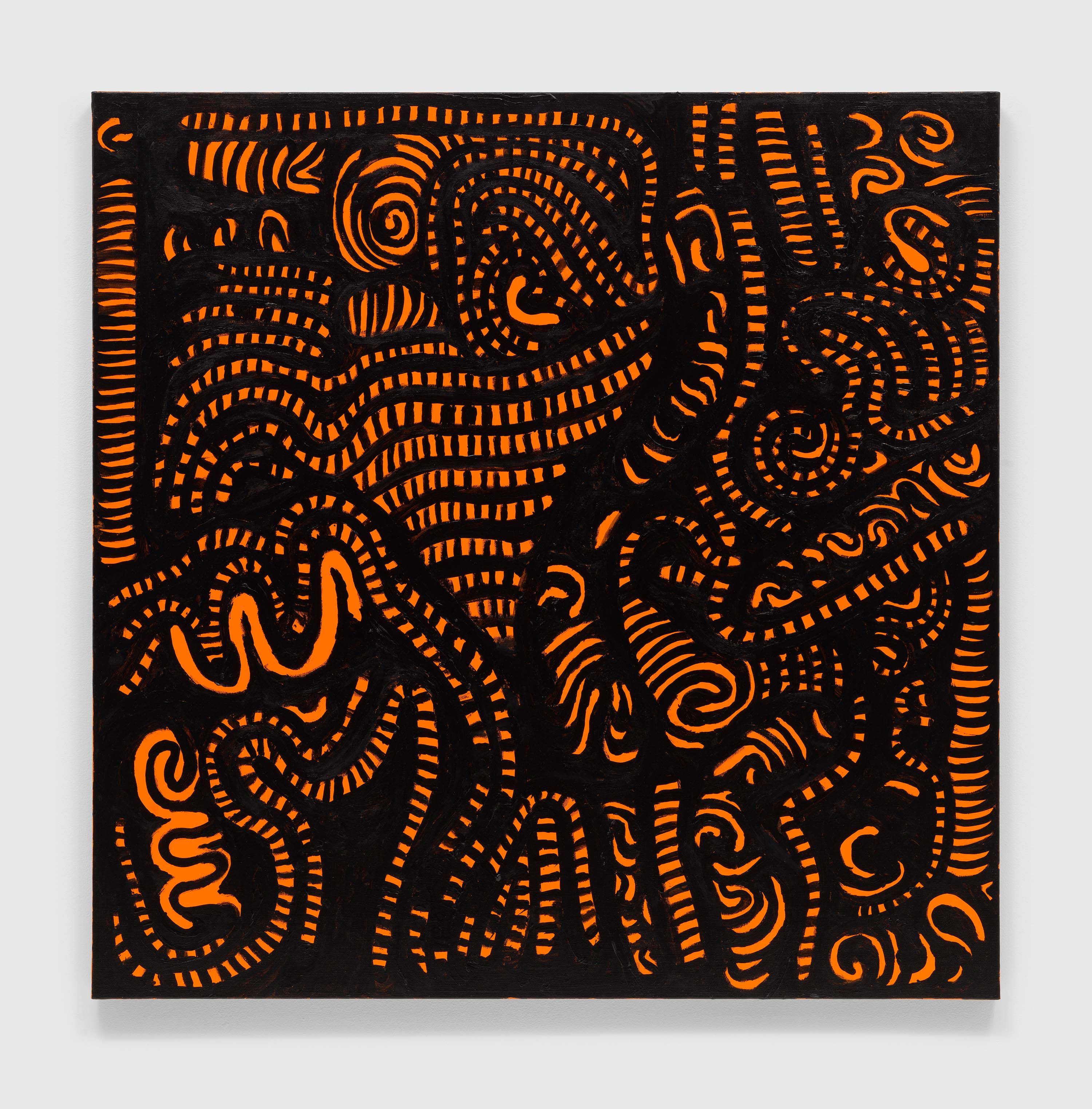 A painting by Yayoi Kusama, titled THE RADIANCE I PAINTED FACING SUICIDE, dated 2020.