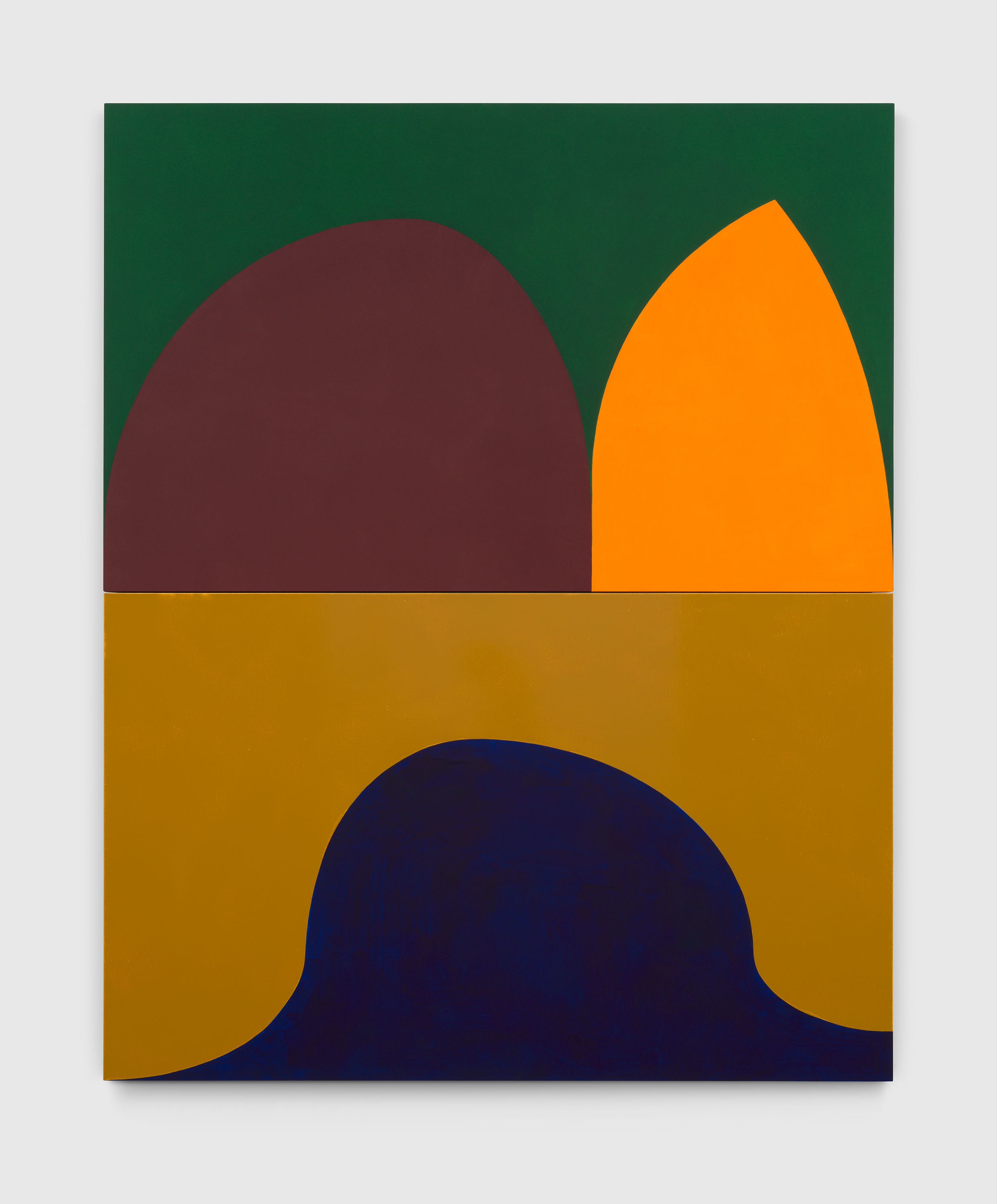 A painting by Suzan Frecon, titled cathedral for the mourning warbler, dated 2024.